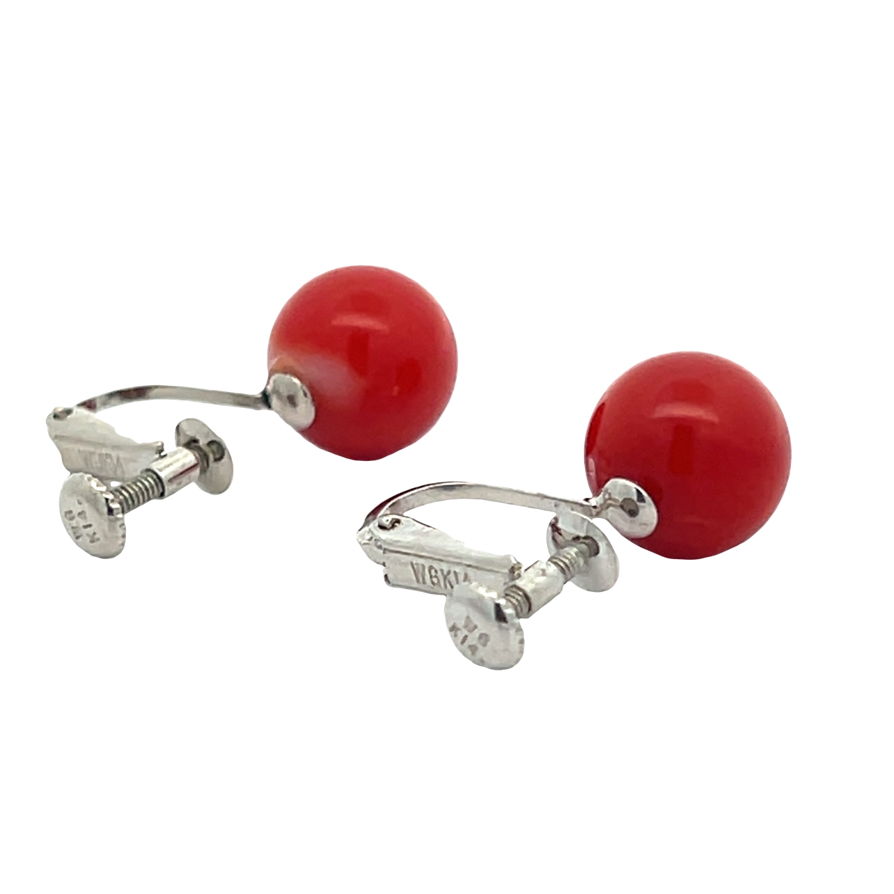 Non-pierced Coral Ball Earrings