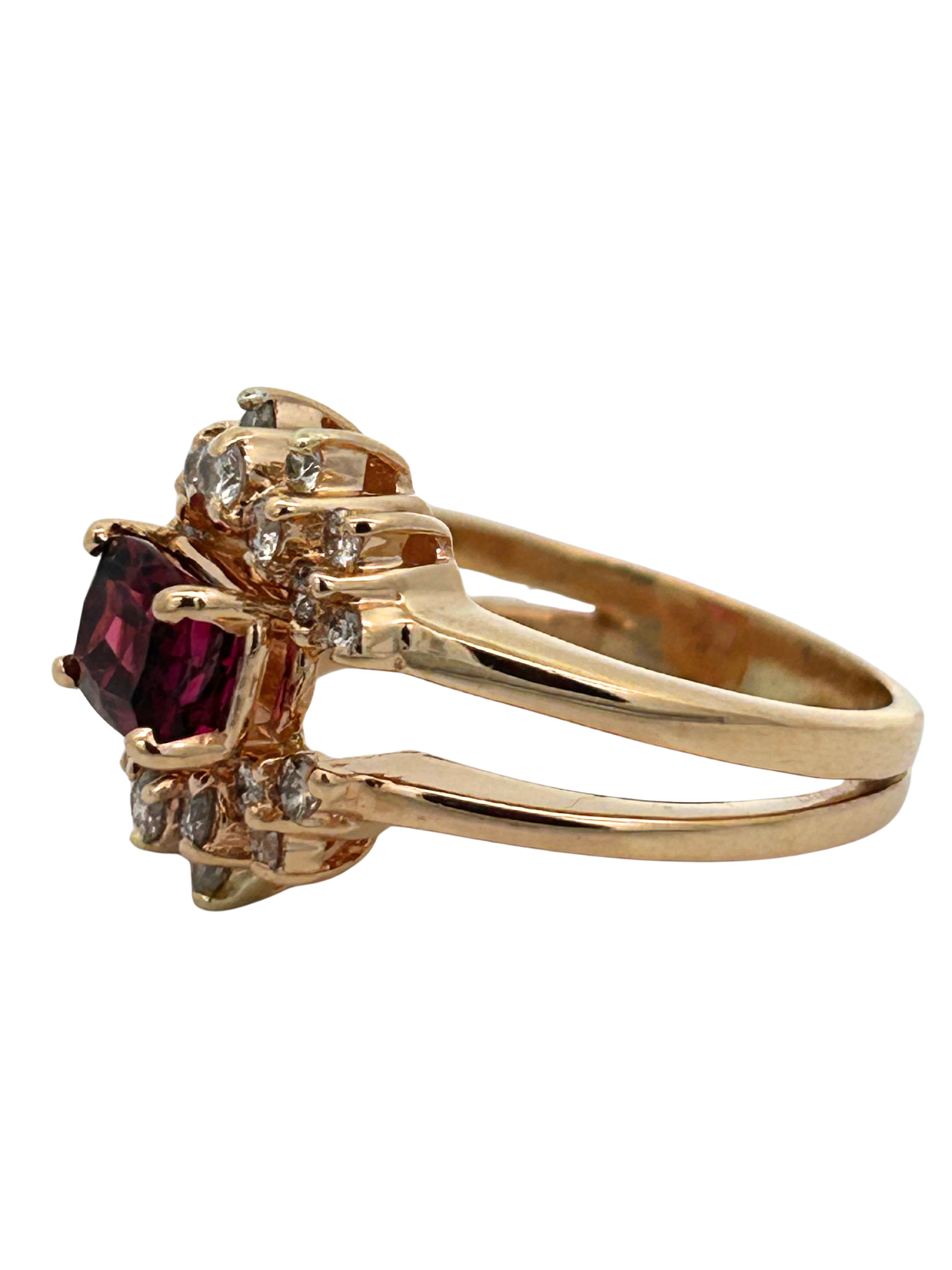 14K Pink Tourmaline & Diamond Ring