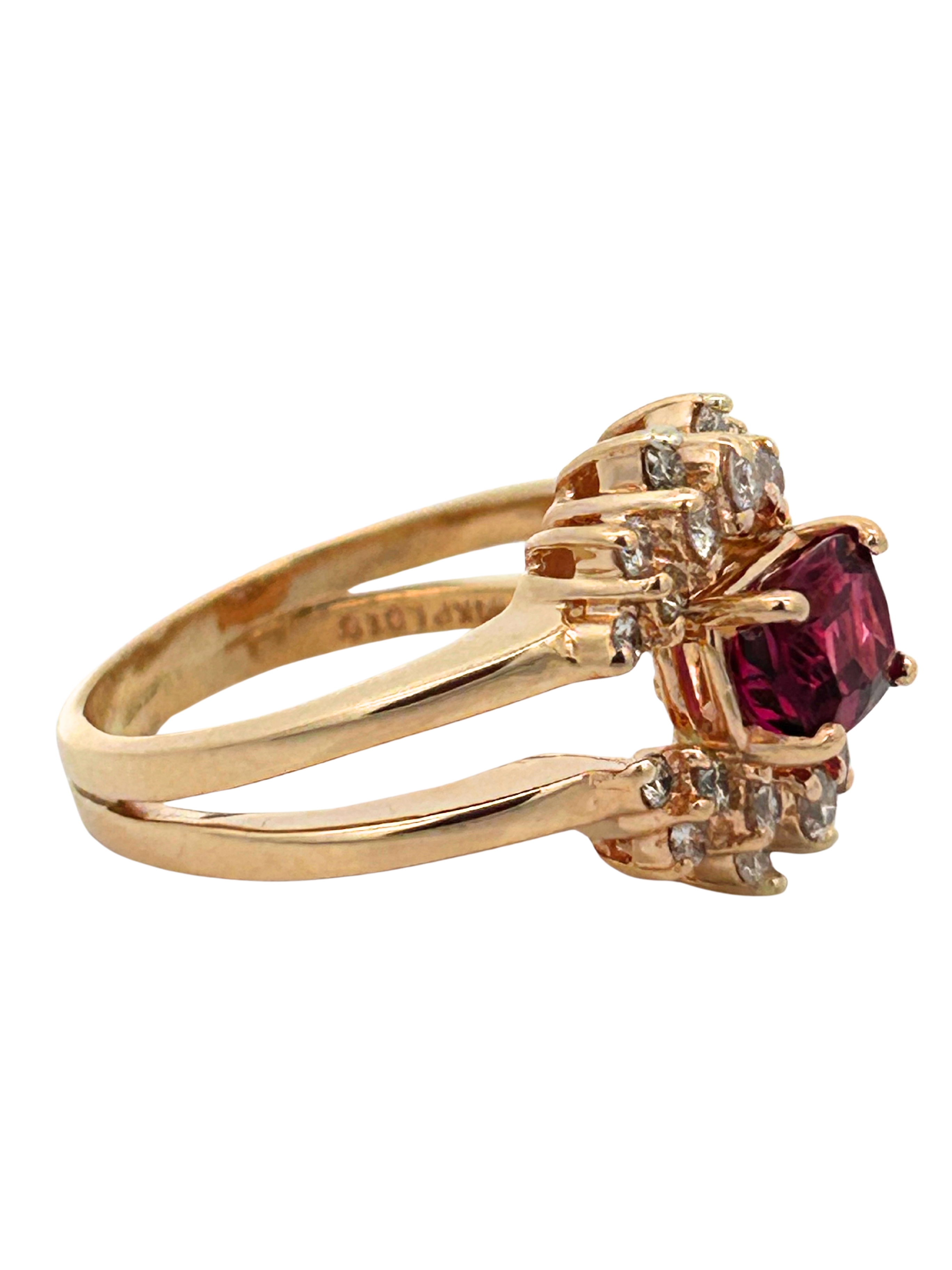 14K Pink Tourmaline & Diamond Ring