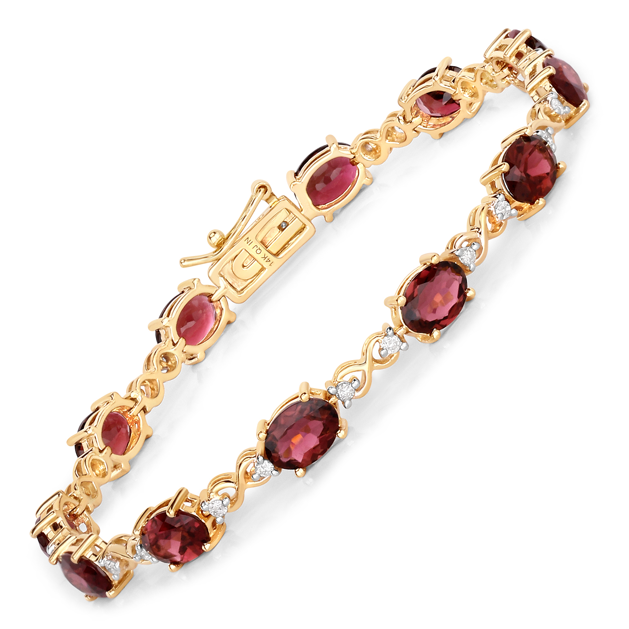 Natural Pink Tourmaline and Diamond Bracelet