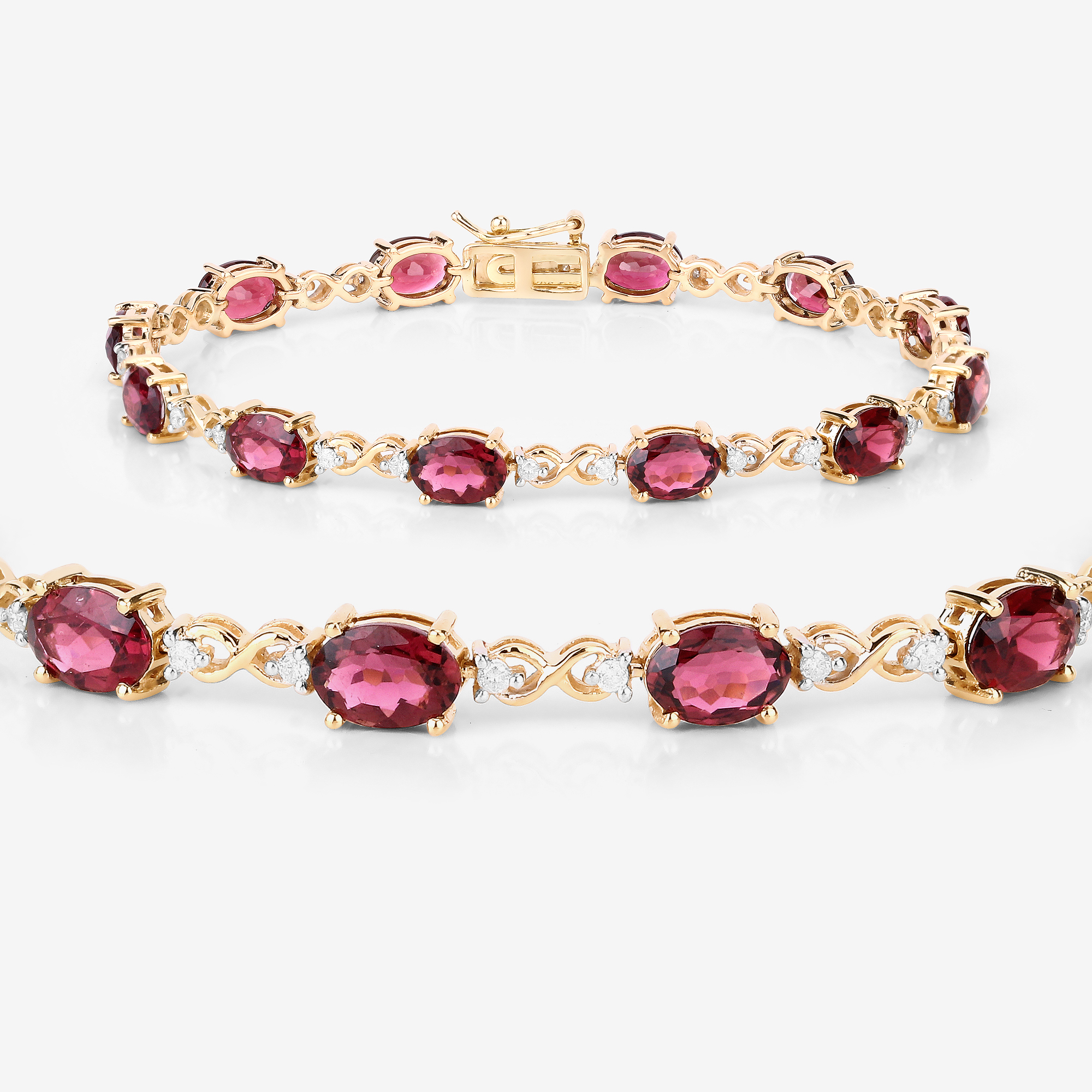 Natural Pink Tourmaline and Diamond Bracelet