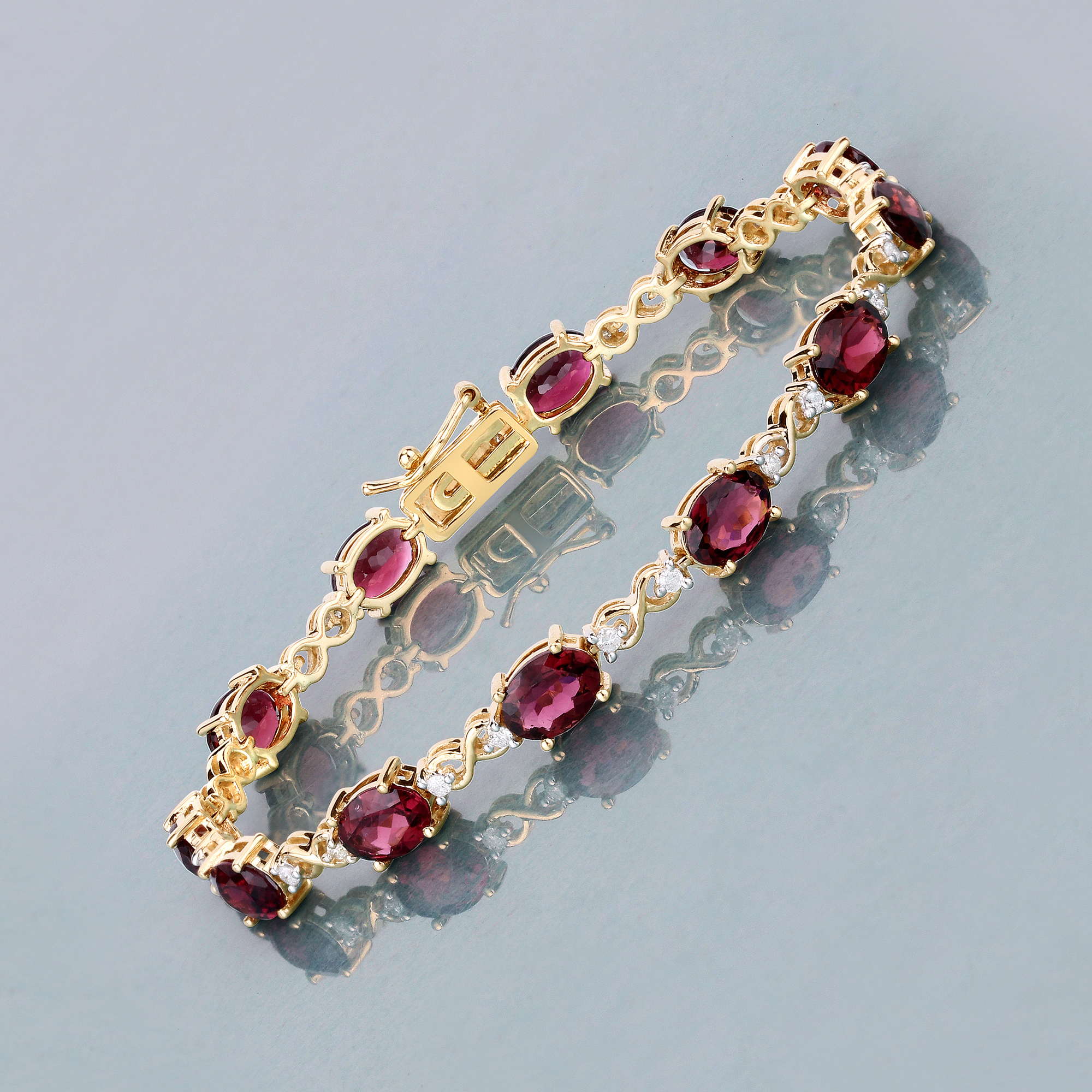Natural Pink Tourmaline and Diamond Bracelet