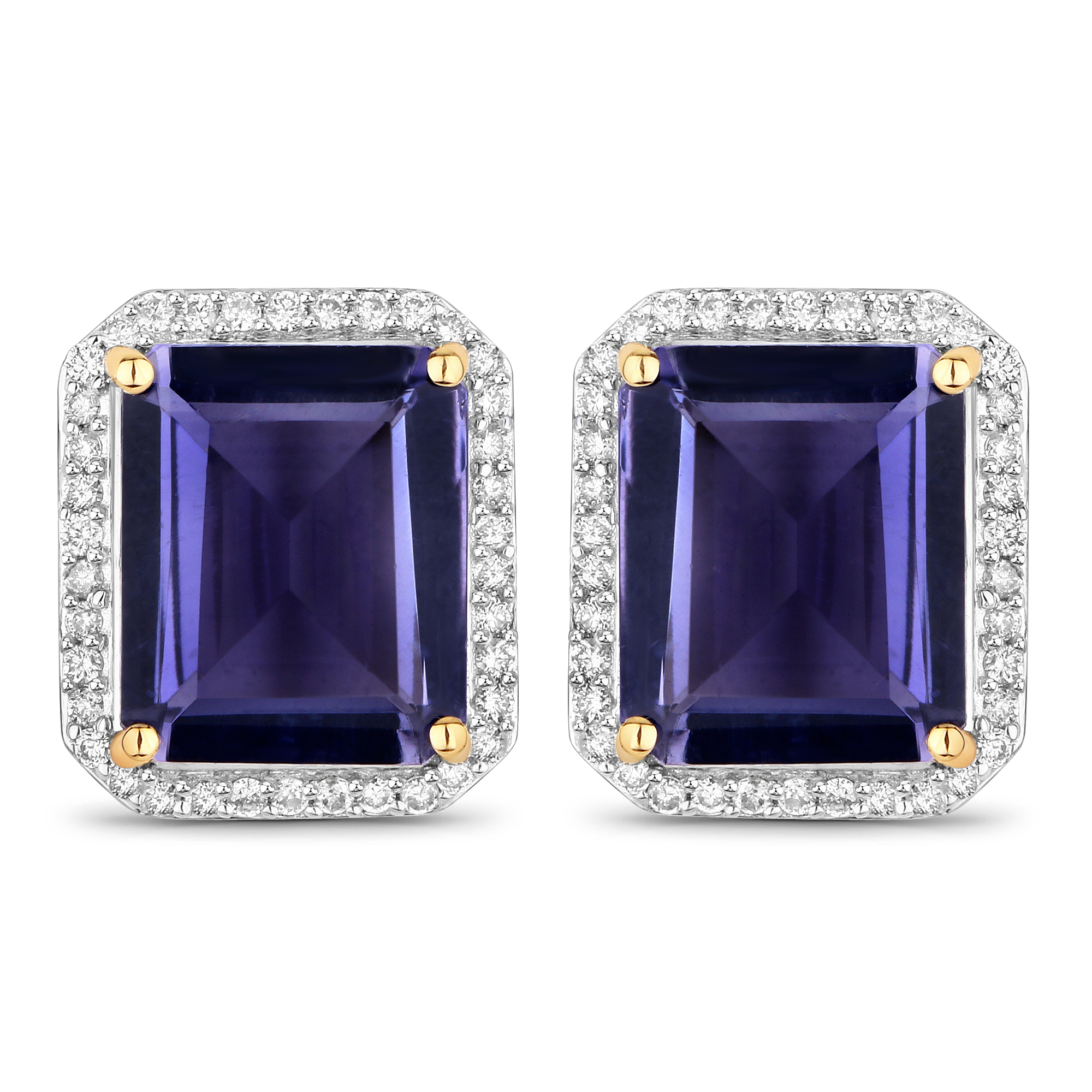 6.82 CT Iolite and Diamond Earrings