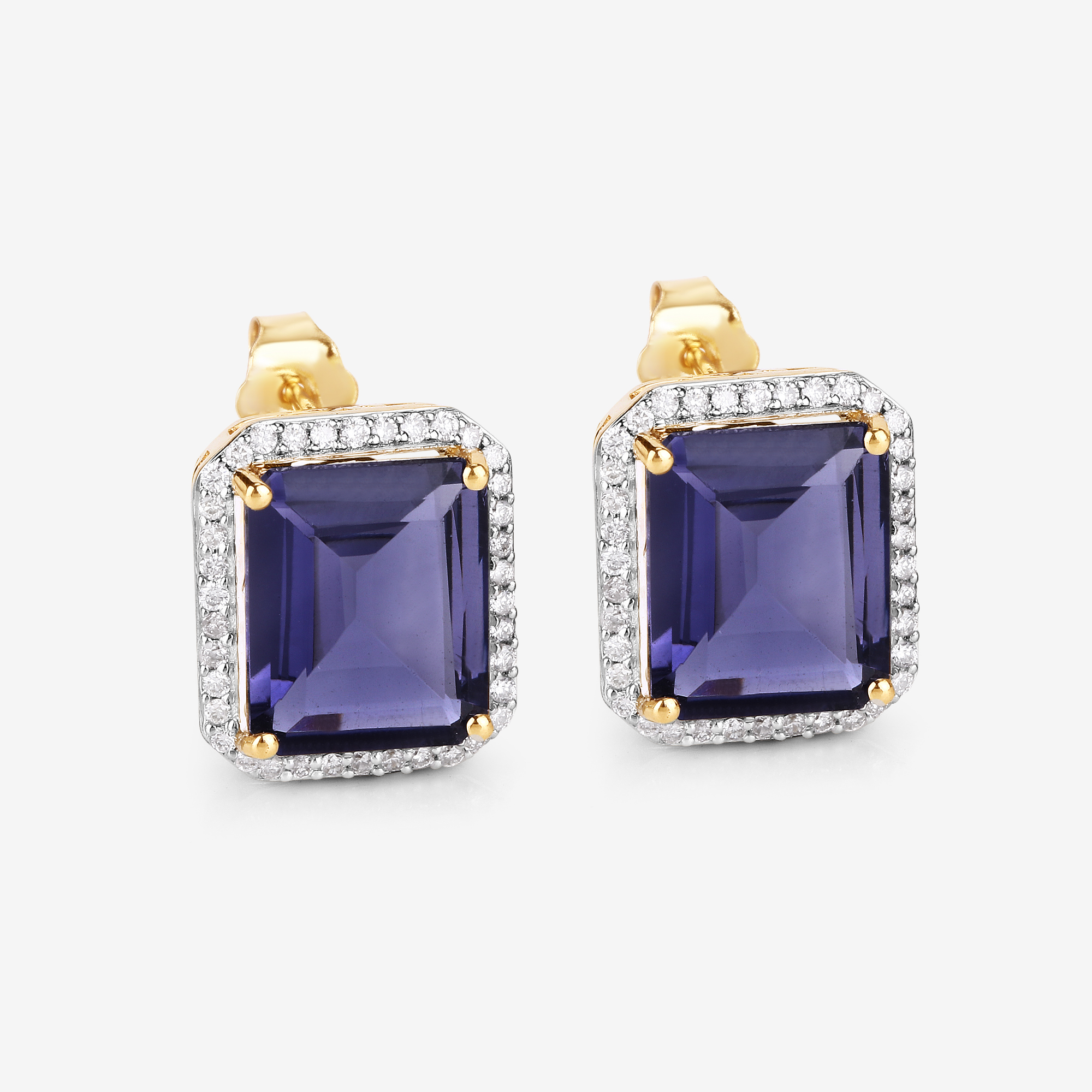 6.82 CT Iolite and Diamond Earrings