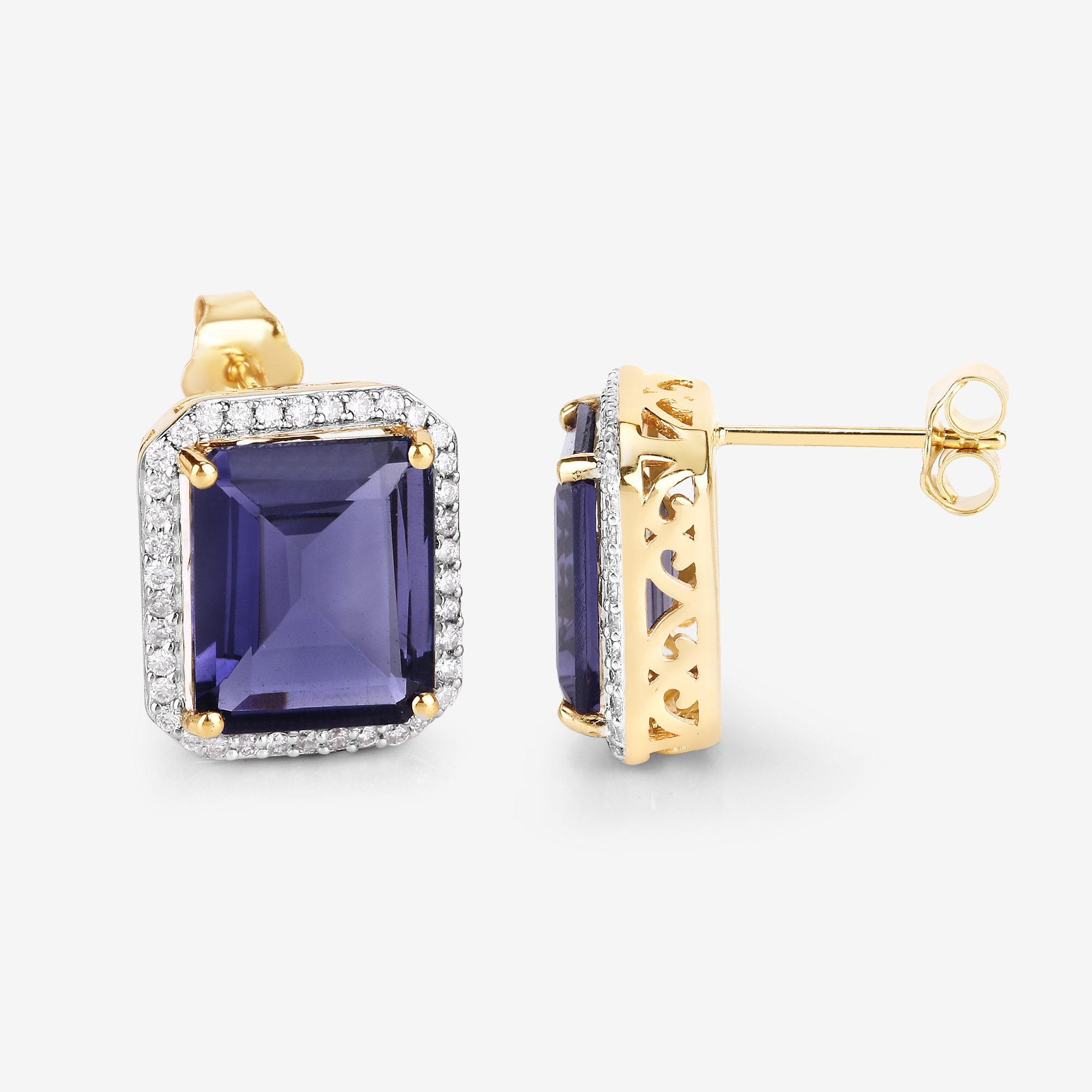 6.82 CT Iolite and Diamond Earrings