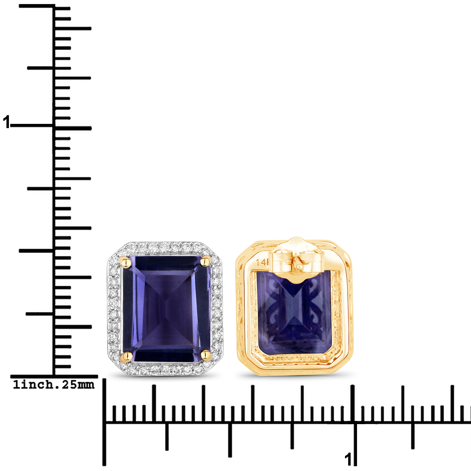 6.82 CT Iolite and Diamond Earrings