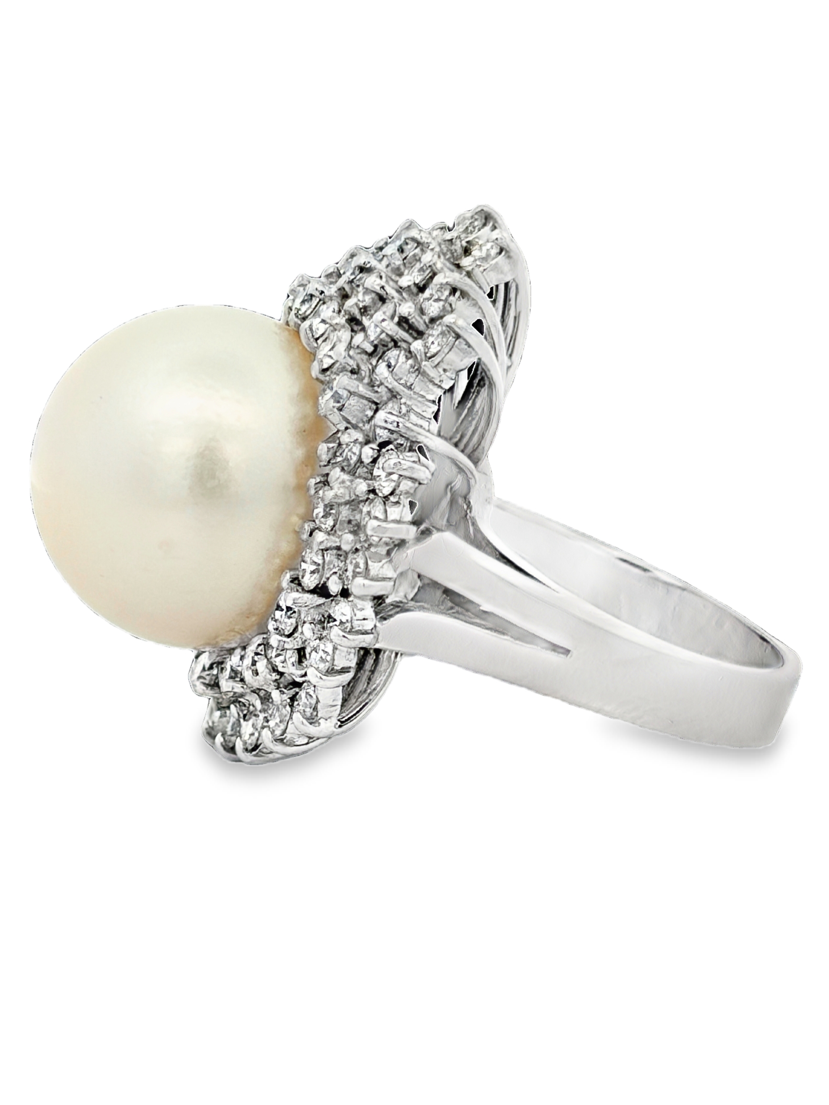 14K Natural South Sea Pearl & Diamond Ring