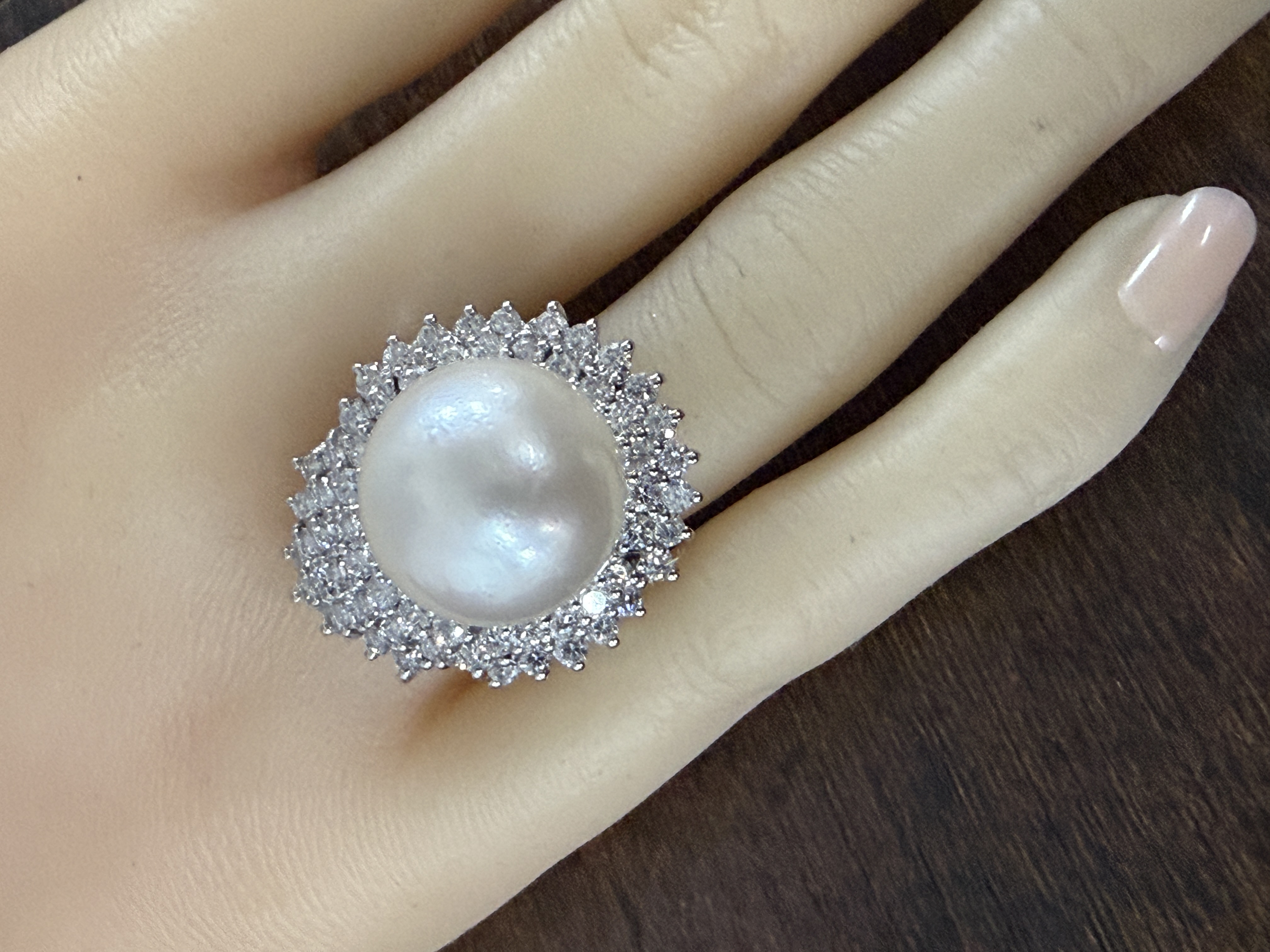 14K Natural South Sea Pearl & Diamond Ring