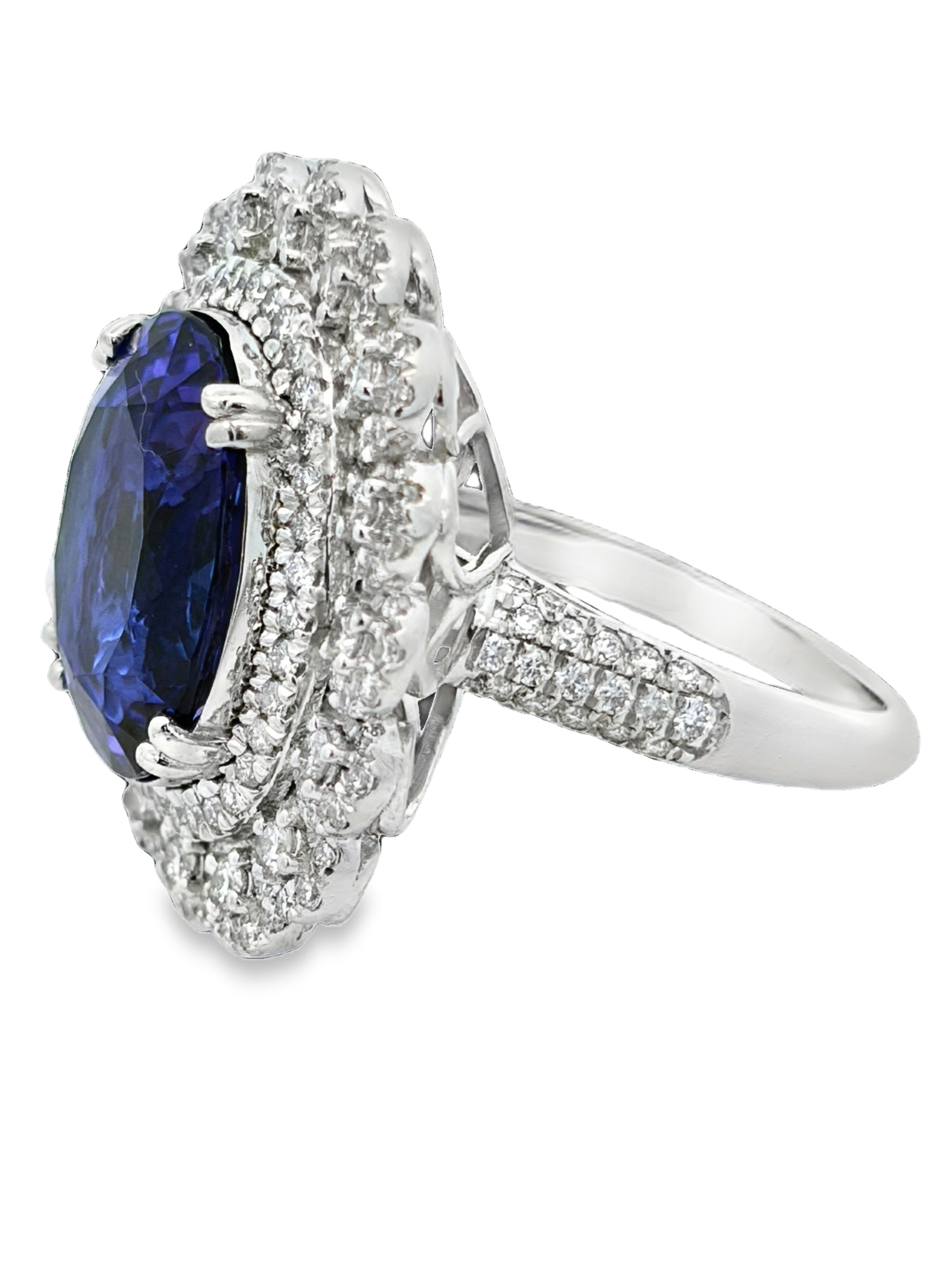 Platinum GIA Certified Tanzanite & Diamond Ring by Oscar Friedman