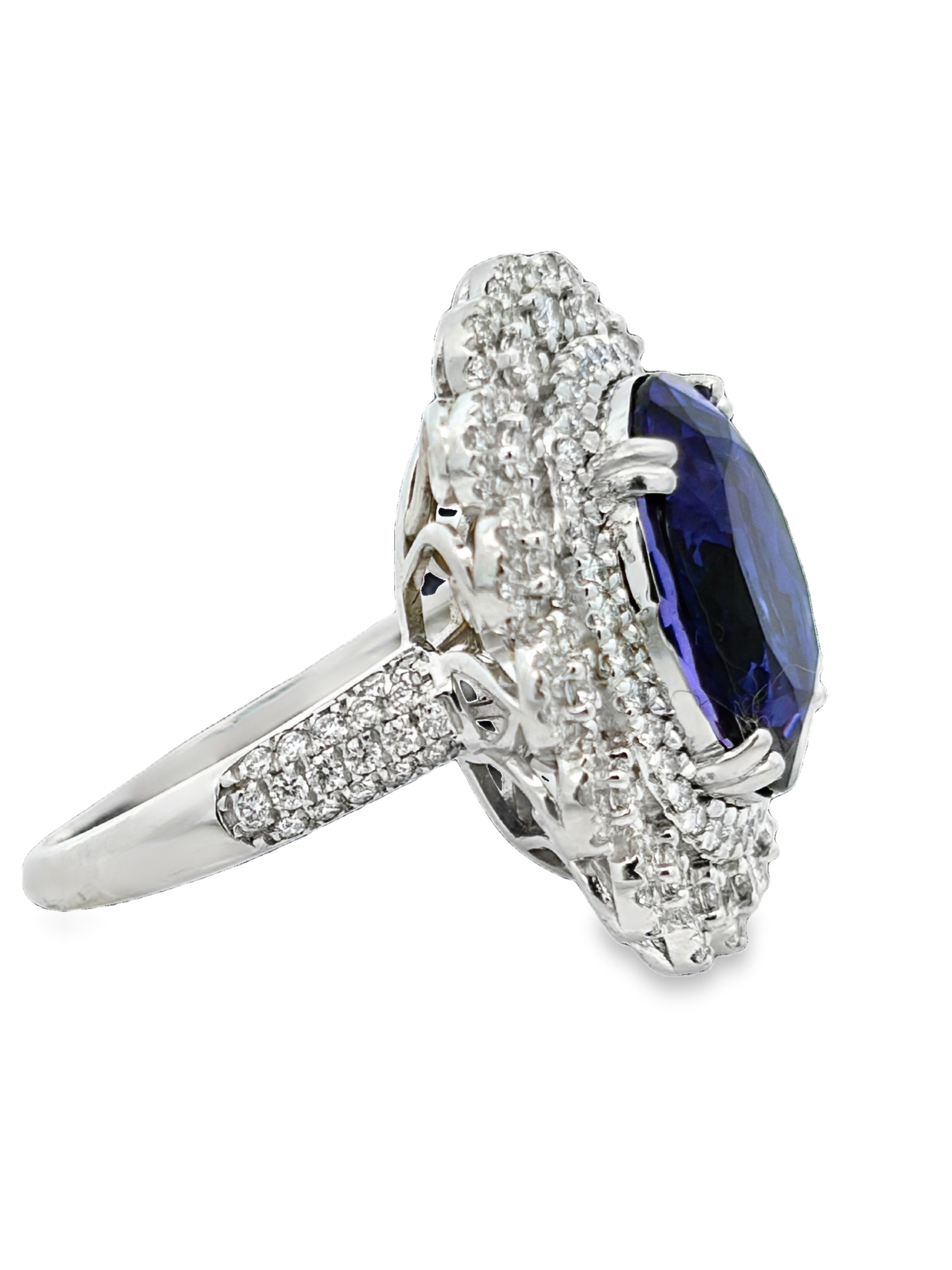 Platinum GIA Certified Tanzanite & Diamond Ring by Oscar Friedman