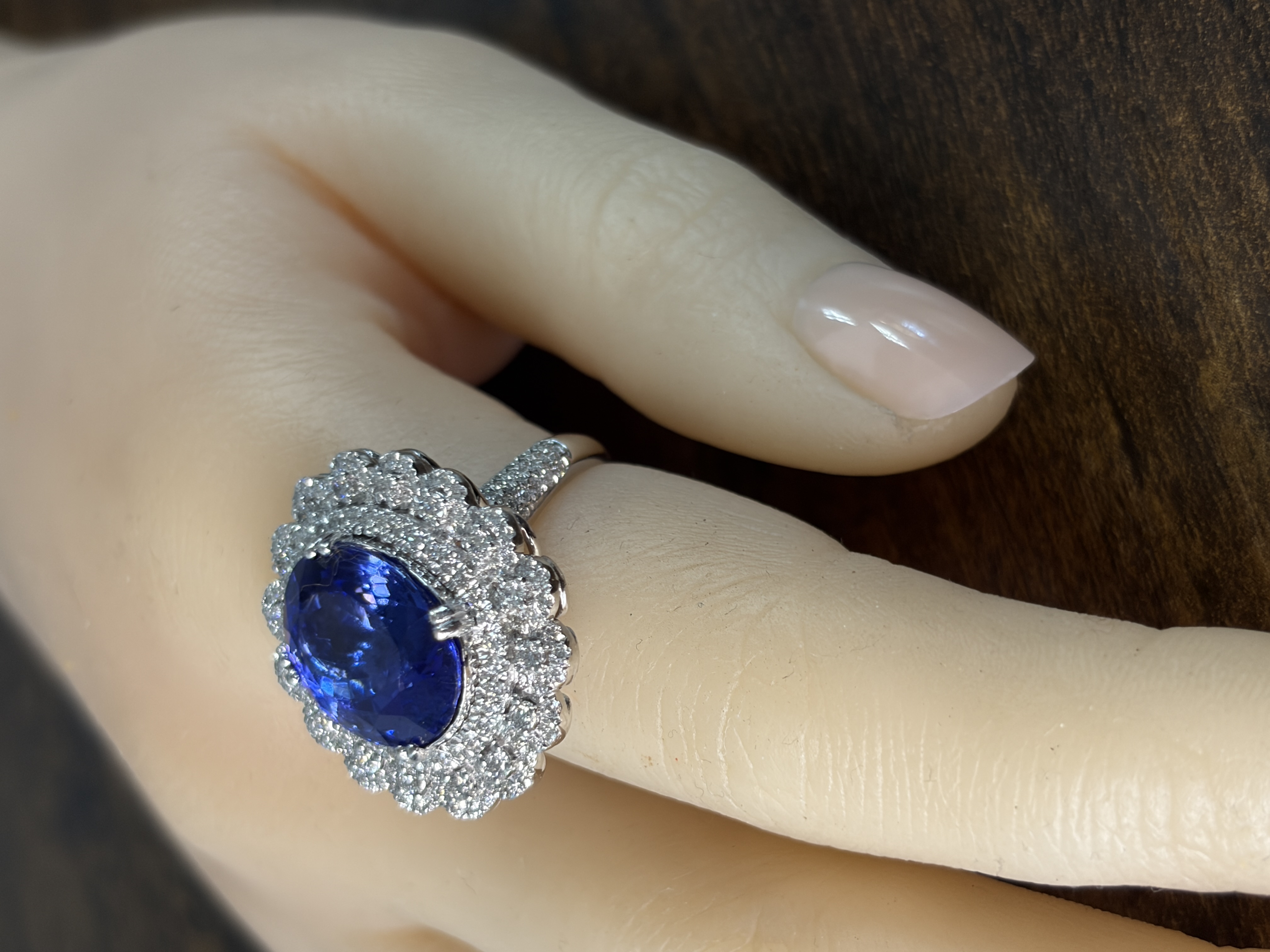 Platinum GIA Certified Tanzanite & Diamond Ring by Oscar Friedman