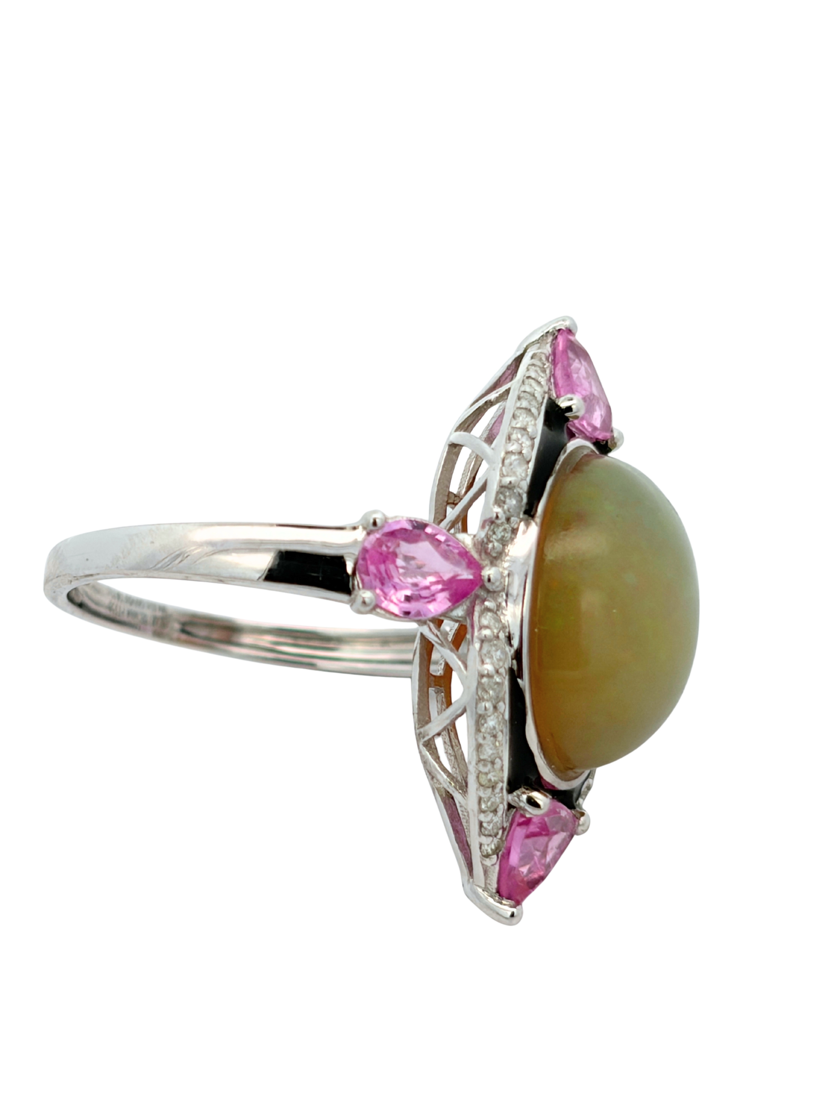 Platinum Opal, Sapphire & Diamond Ring