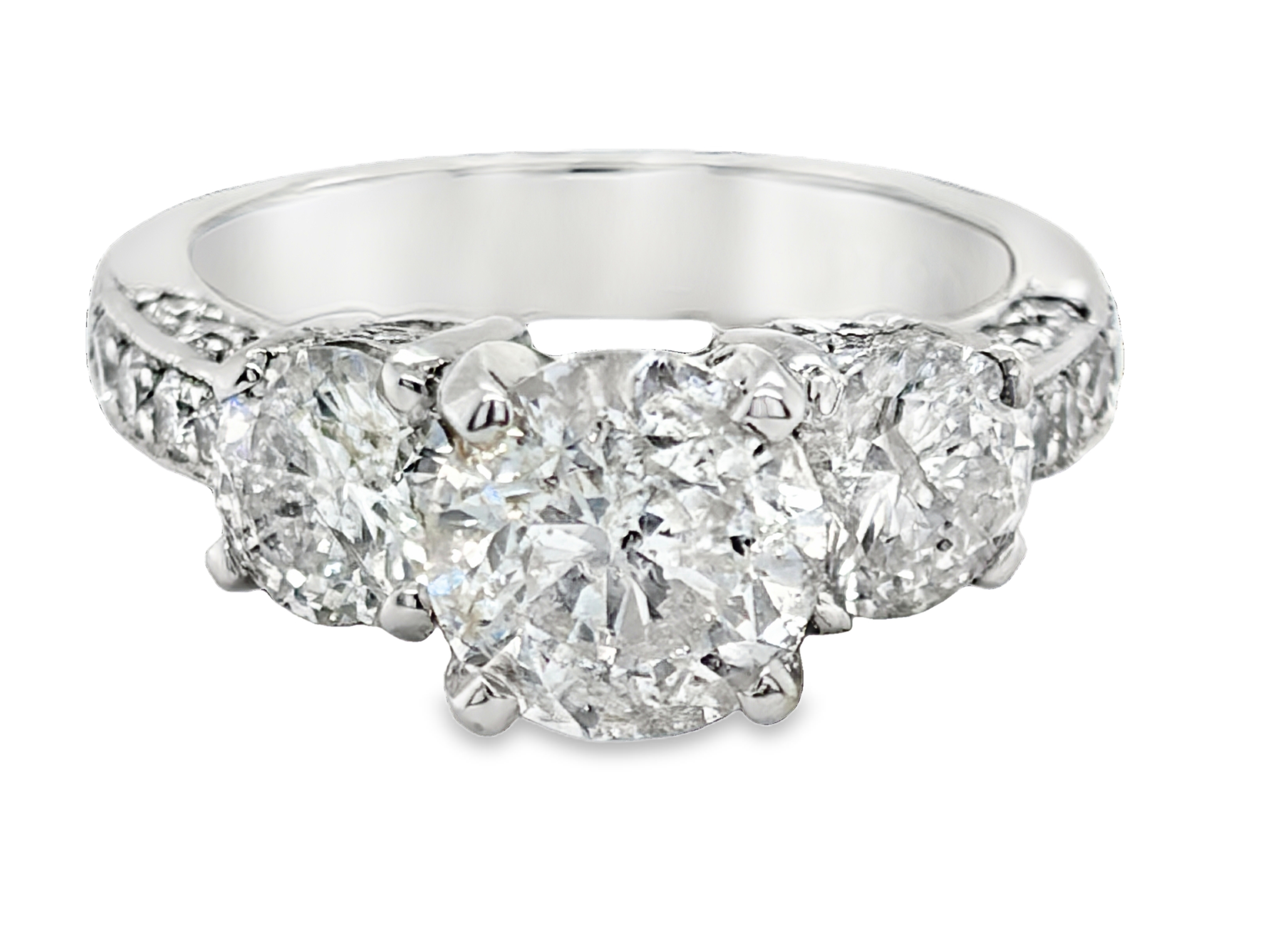 Platinum Natural Diamond Past Present Future Ring