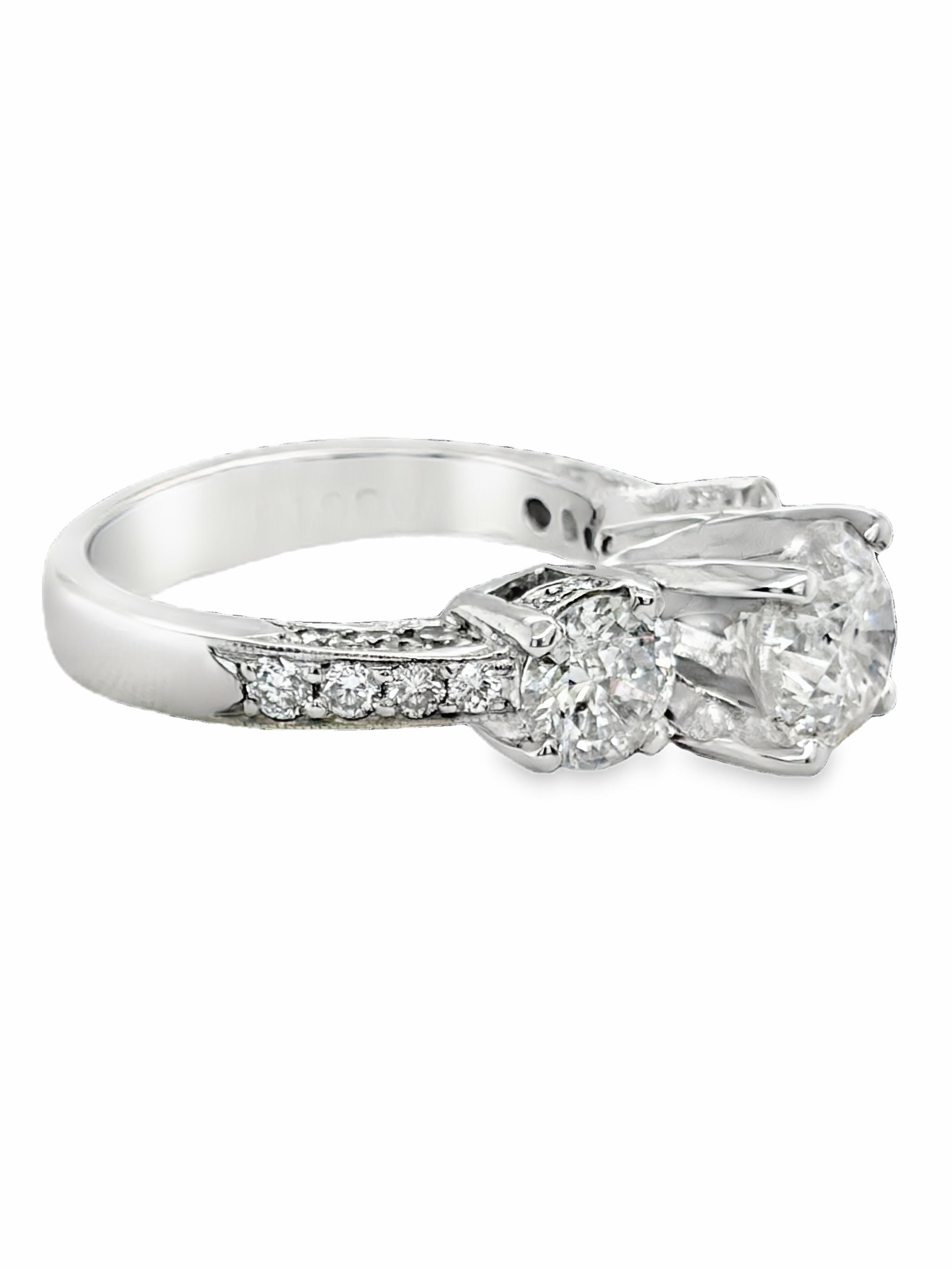 Platinum Natural Diamond Past Present Future Ring