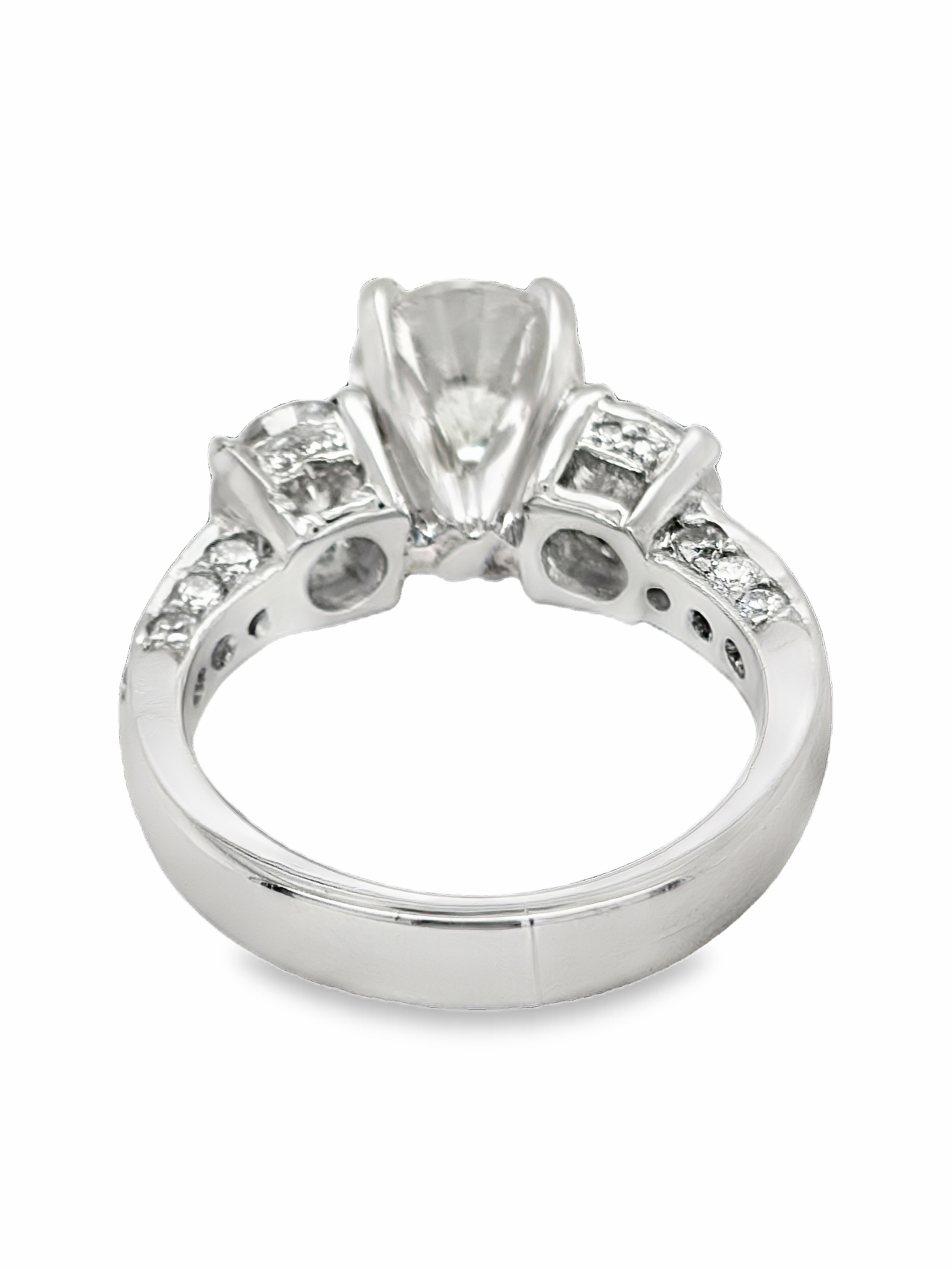 Platinum Natural Diamond Past Present Future Ring