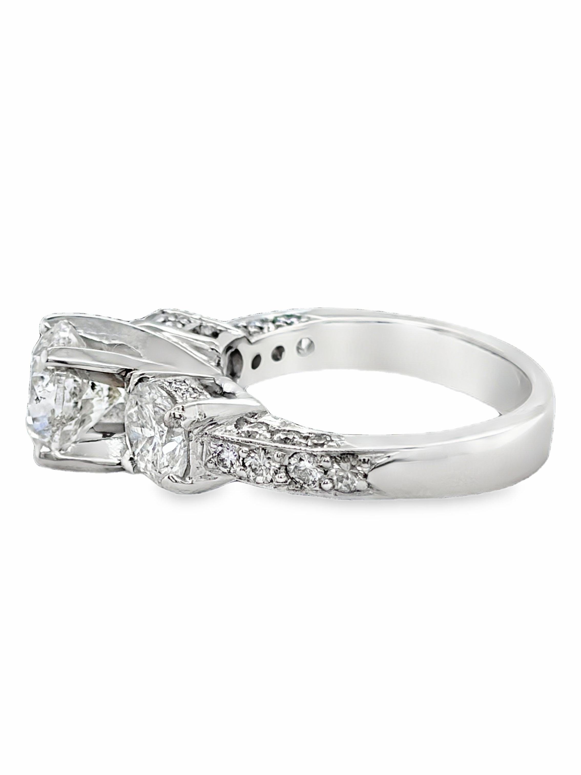 Platinum Natural Diamond Past Present Future Ring