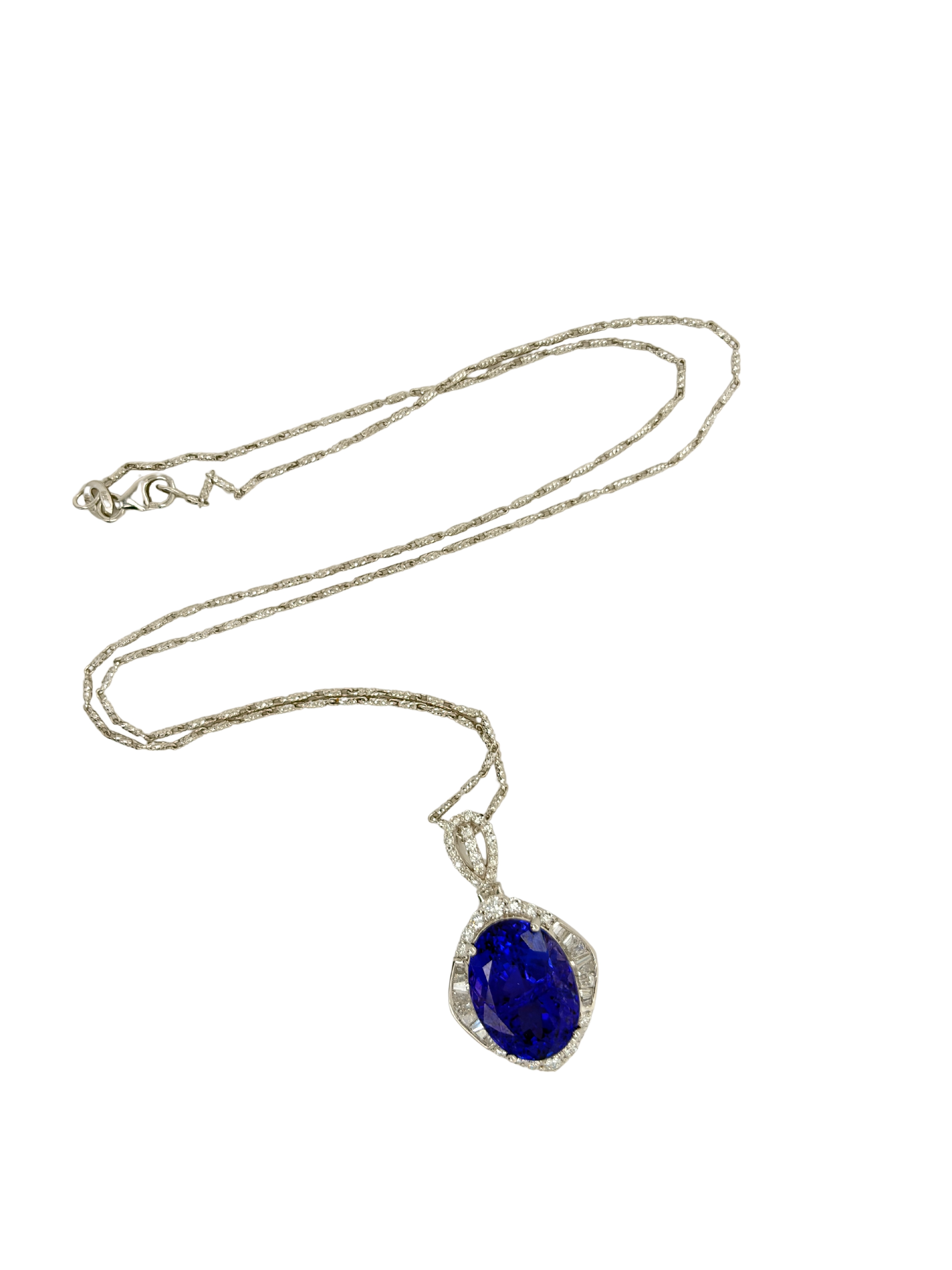 Huge (11.44 Carats)Tanzanite and Diamond Pendant on Chain