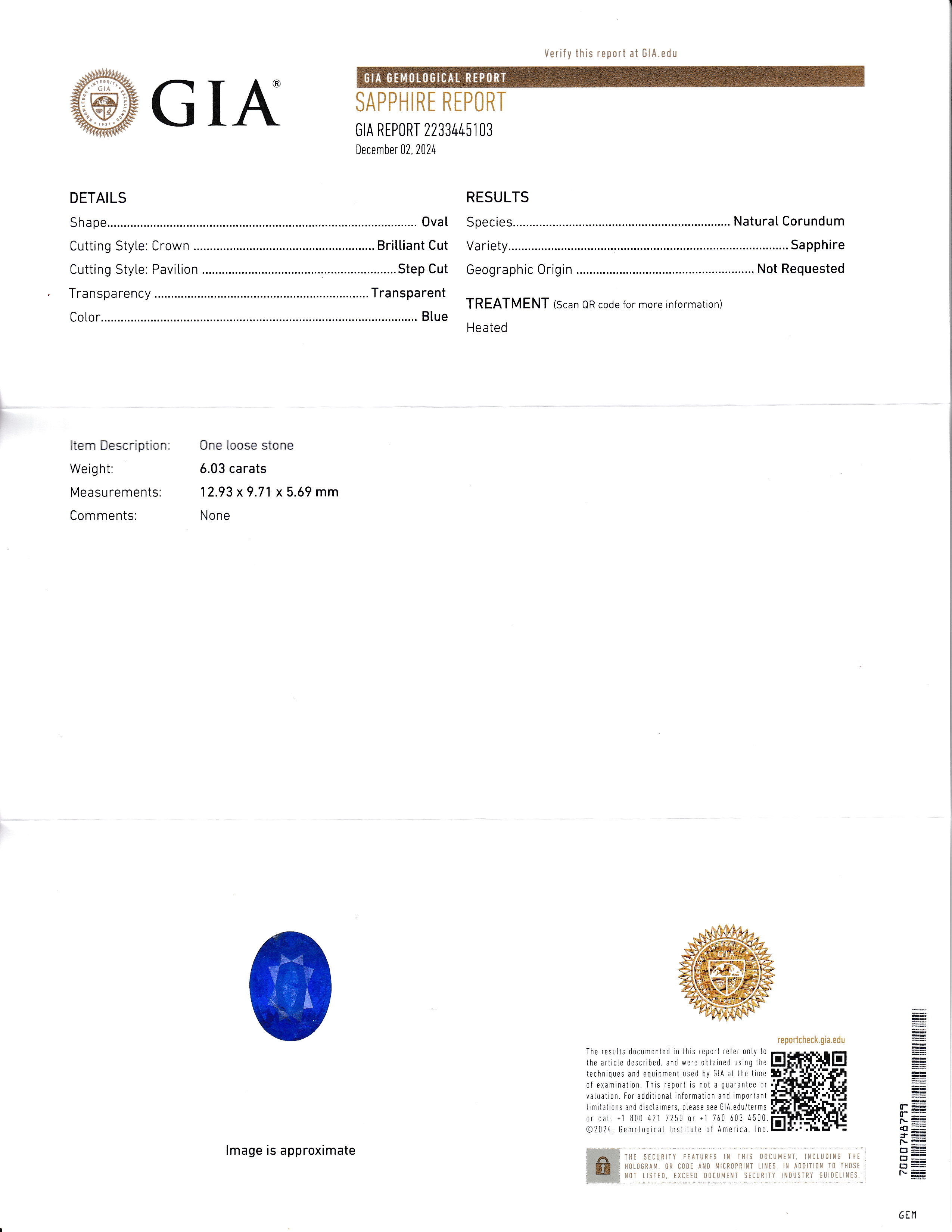 GIA Certified Natural Sapphire and Diamond Ring