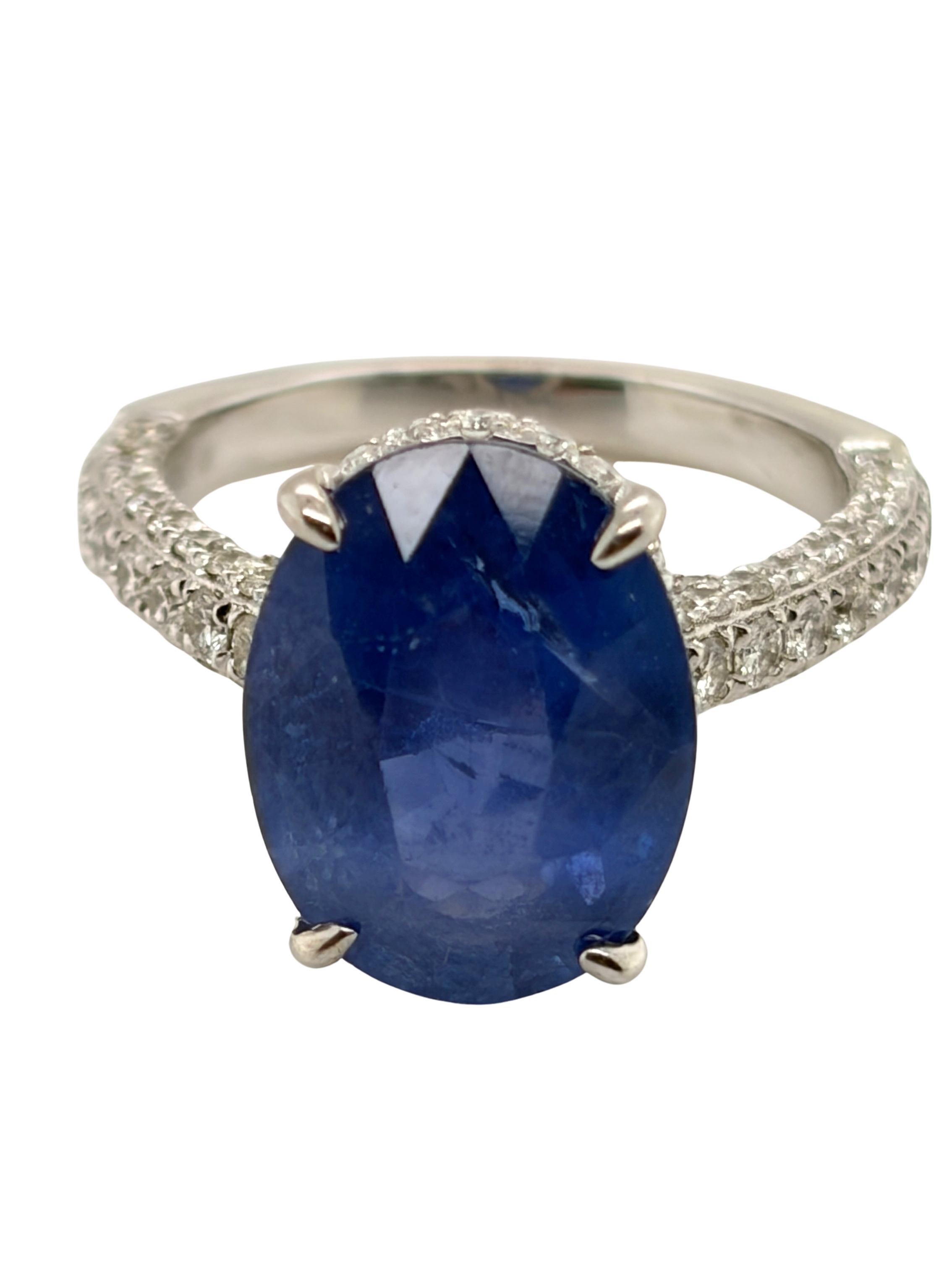 GIA Certified Natural Sapphire and Diamond Ring