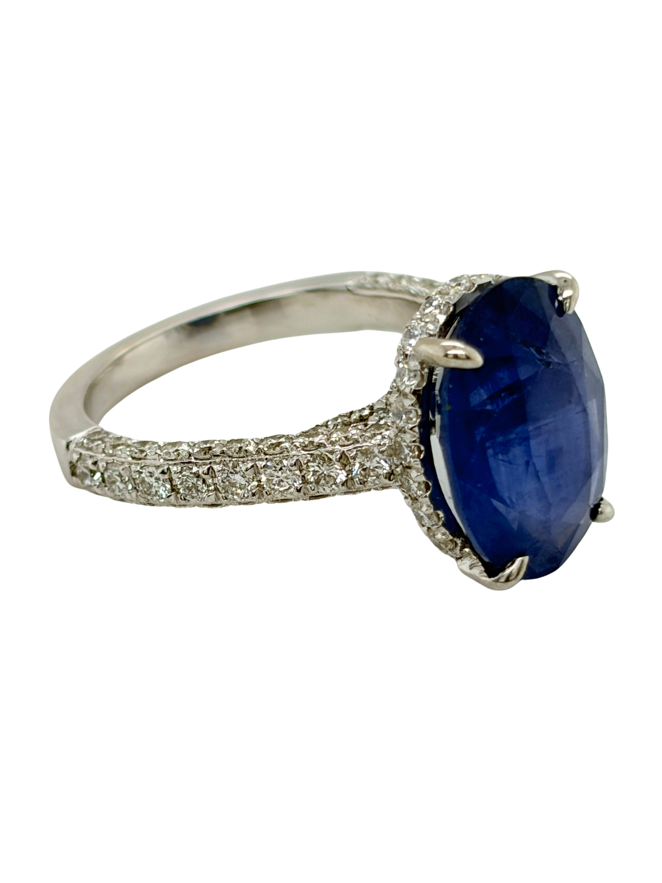 GIA Certified Natural Sapphire and Diamond Ring
