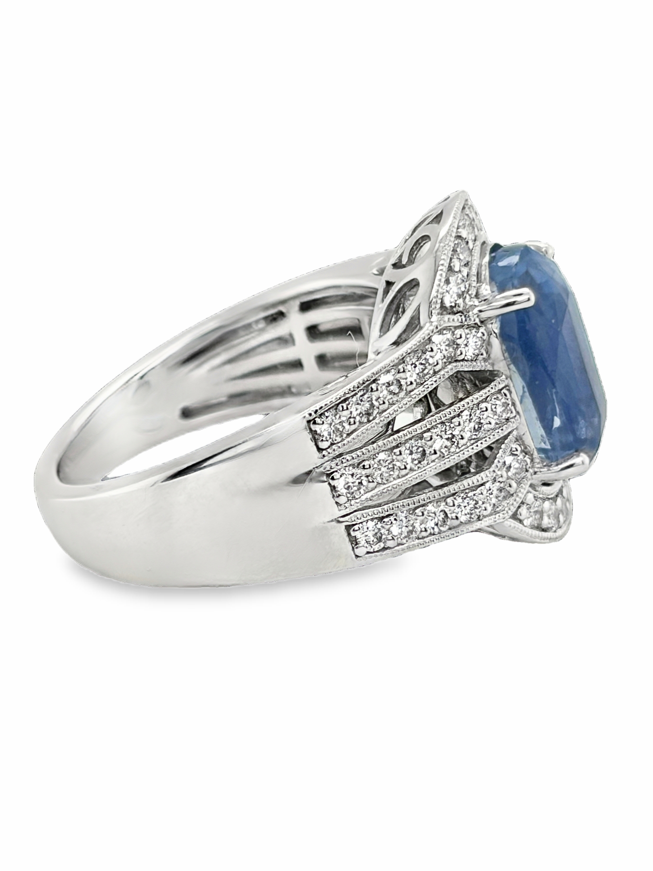 GIA Certified Unheated Sapphire and Diamond Ring