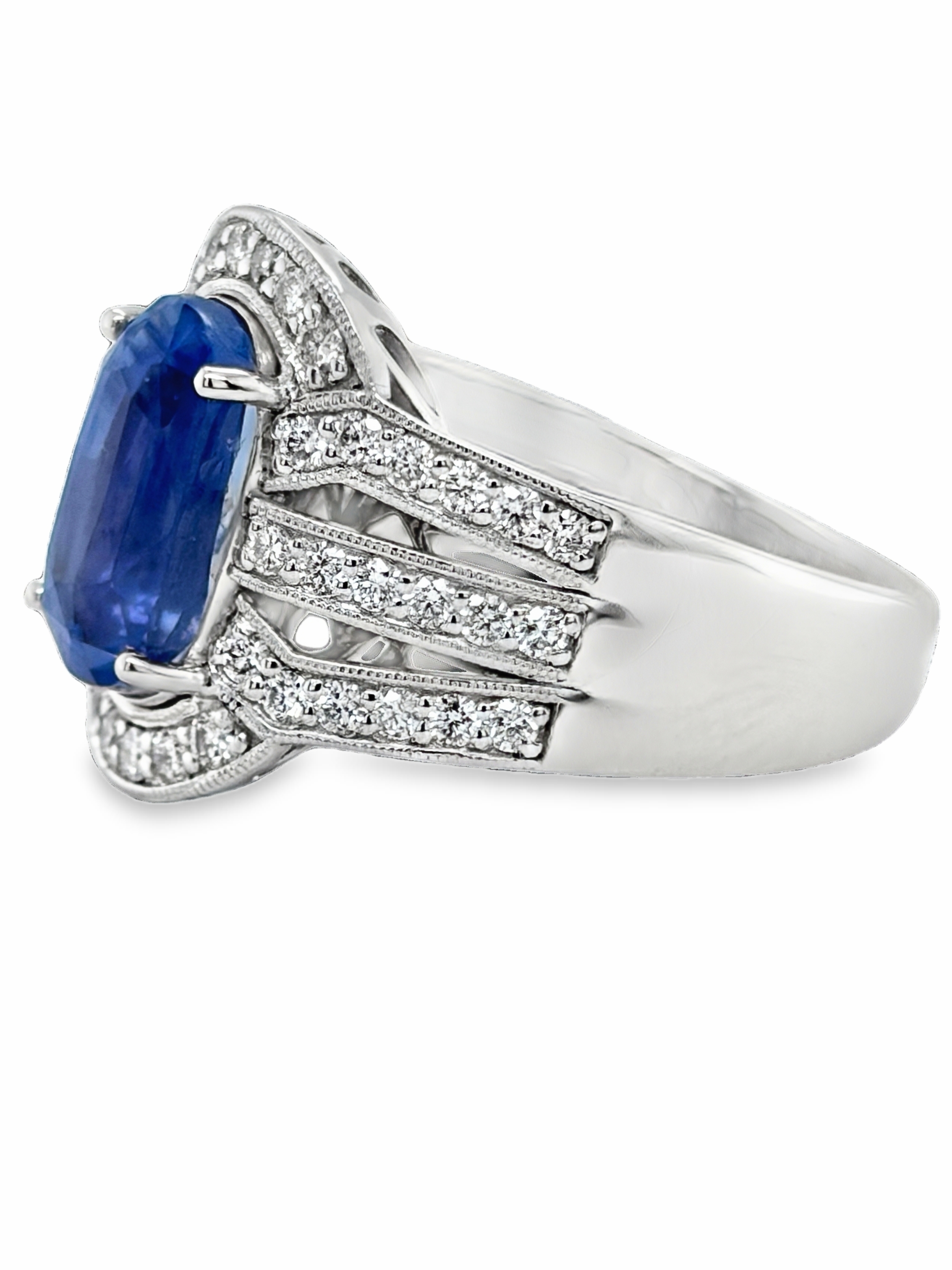 GIA Certified Unheated Sapphire and Diamond Ring