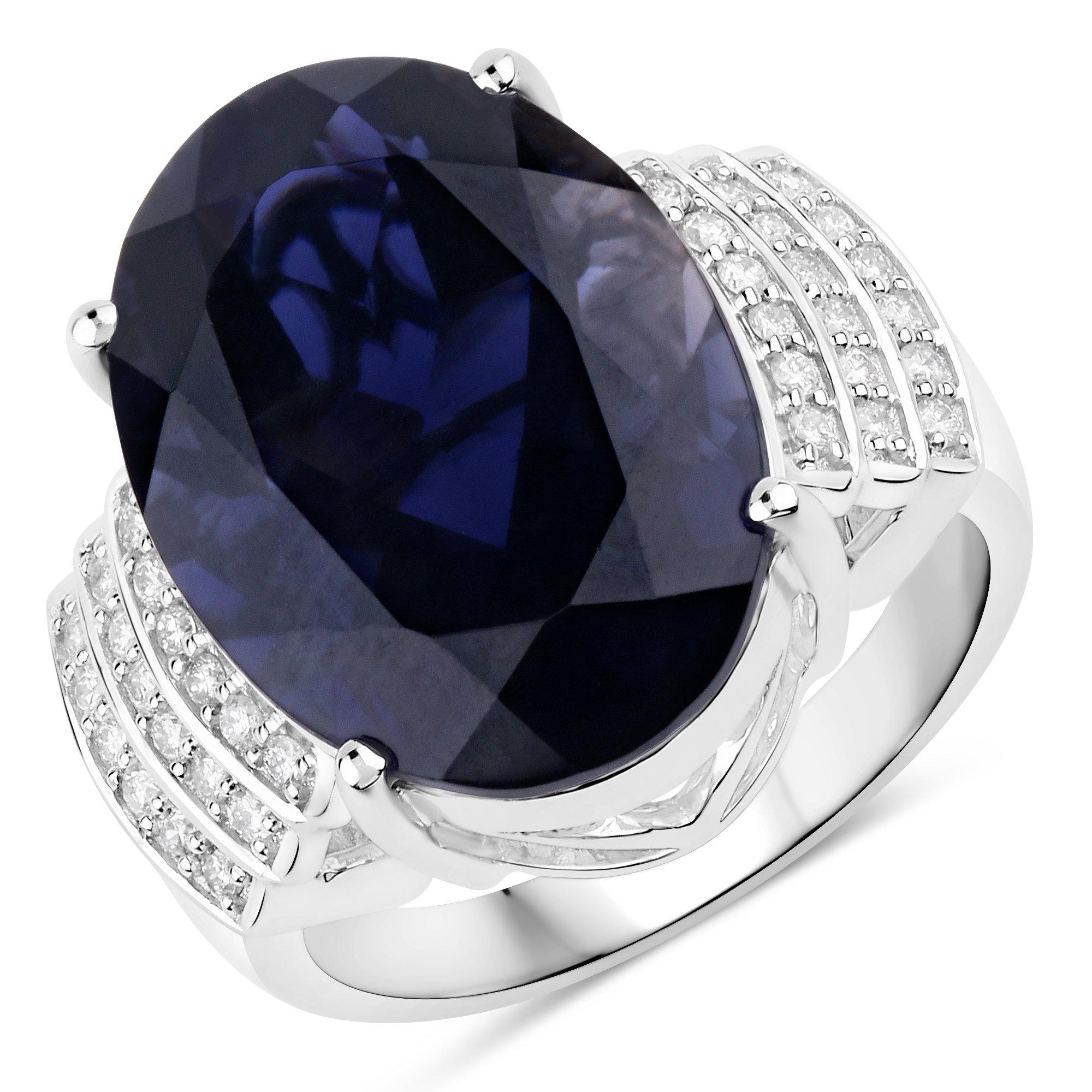 10.95 Carat Iolite & Diamond Ring