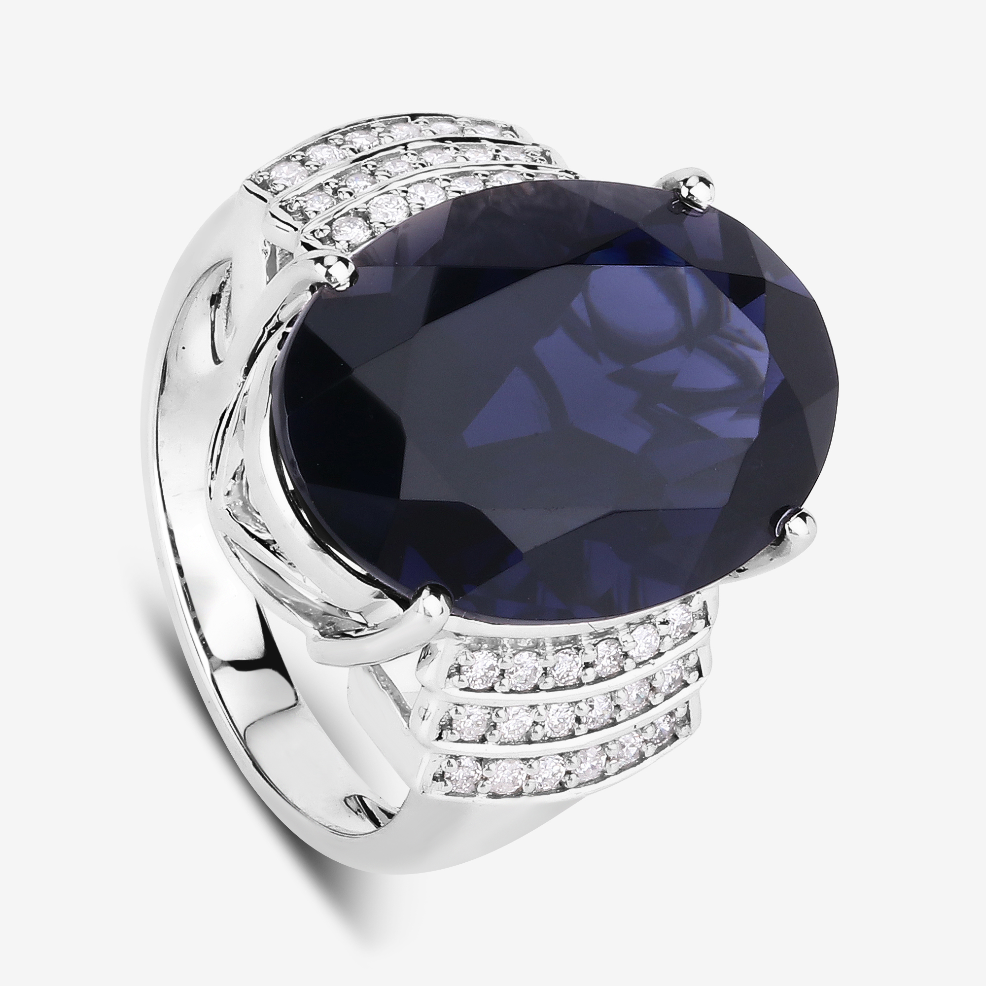 10.95 Carat Iolite & Diamond Ring