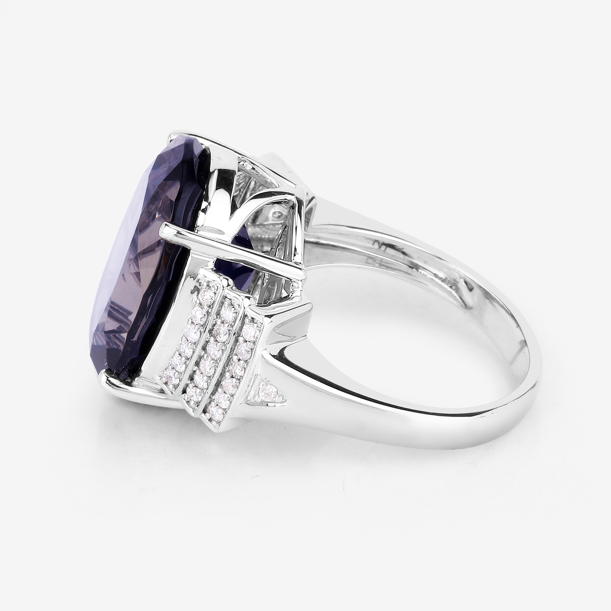 10.95 Carat Iolite & Diamond Ring