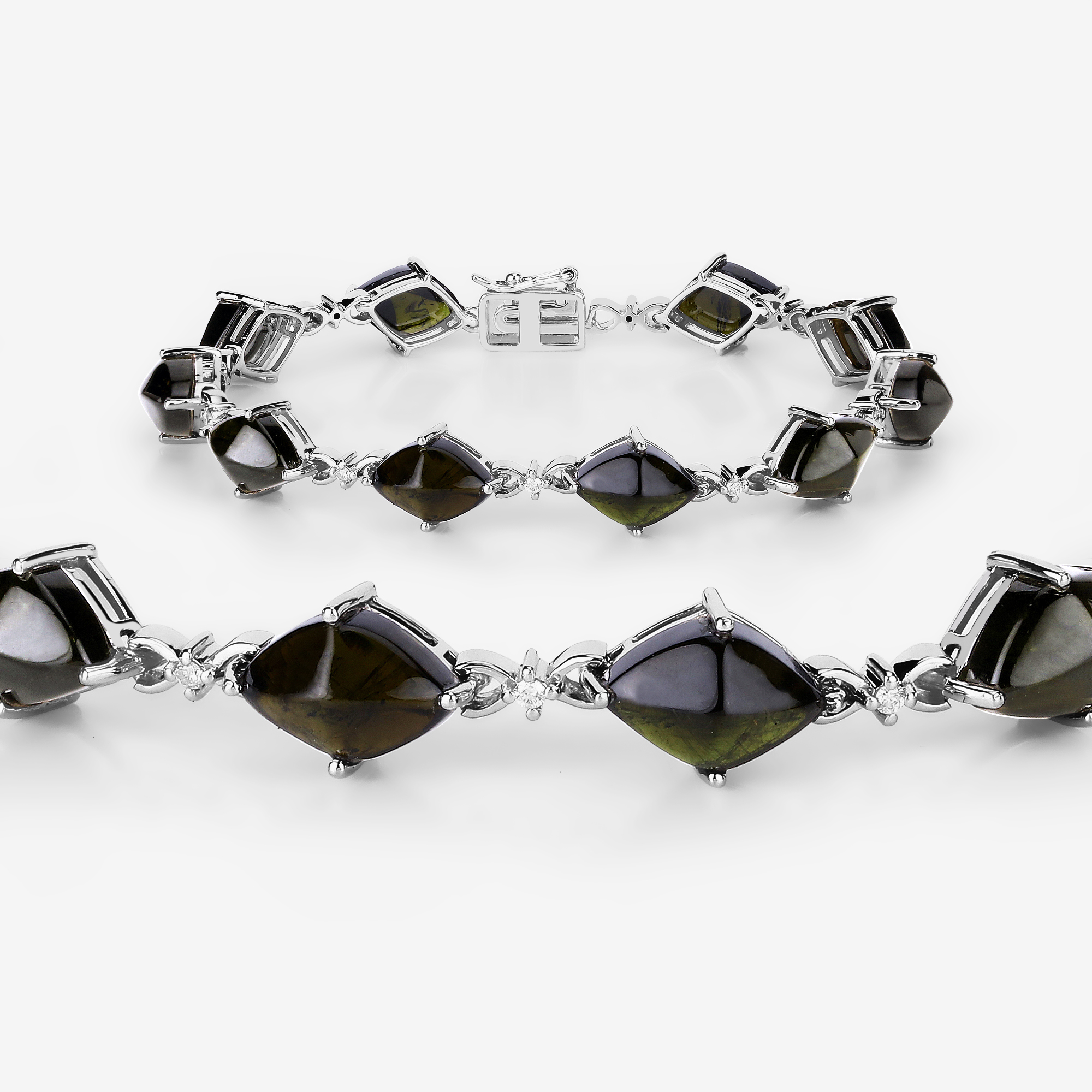 Natural Green Tourmaline and Diamond Bracelet