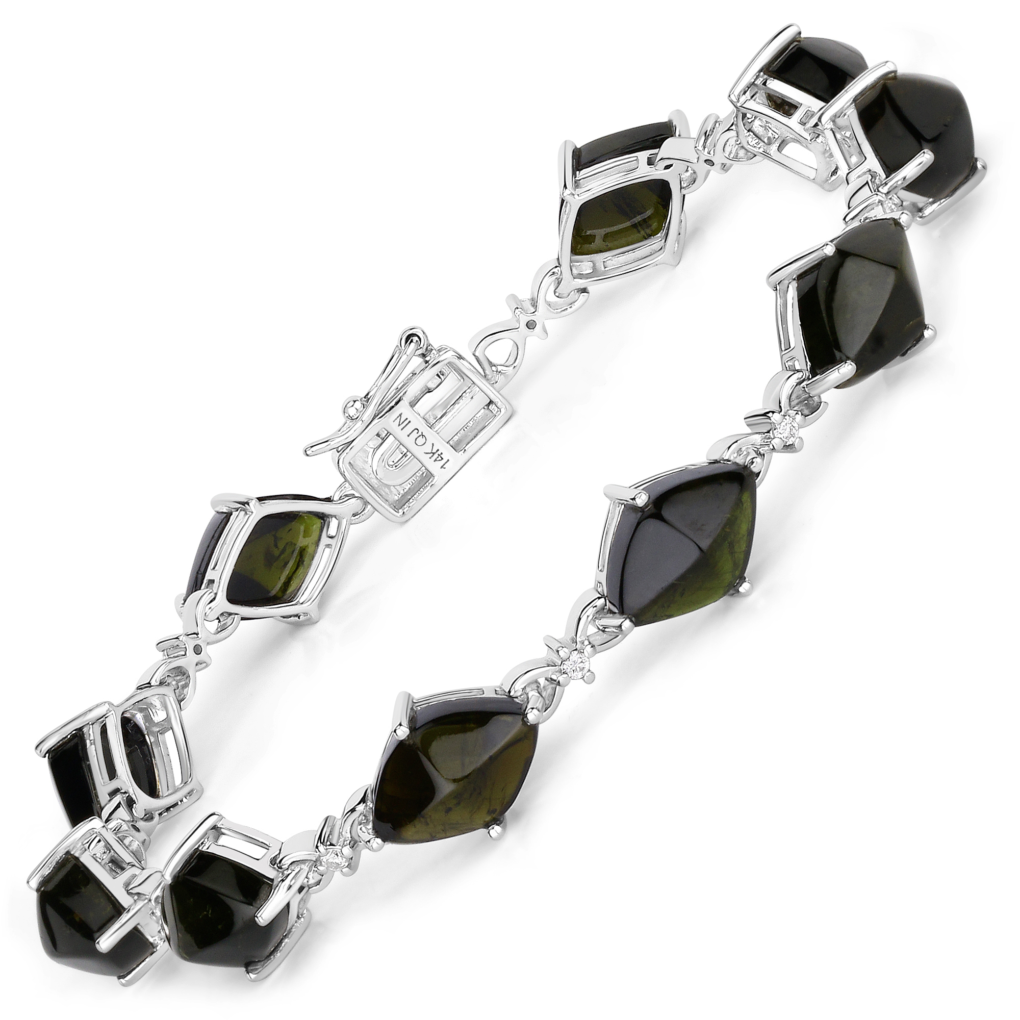 Natural Green Tourmaline and Diamond Bracelet