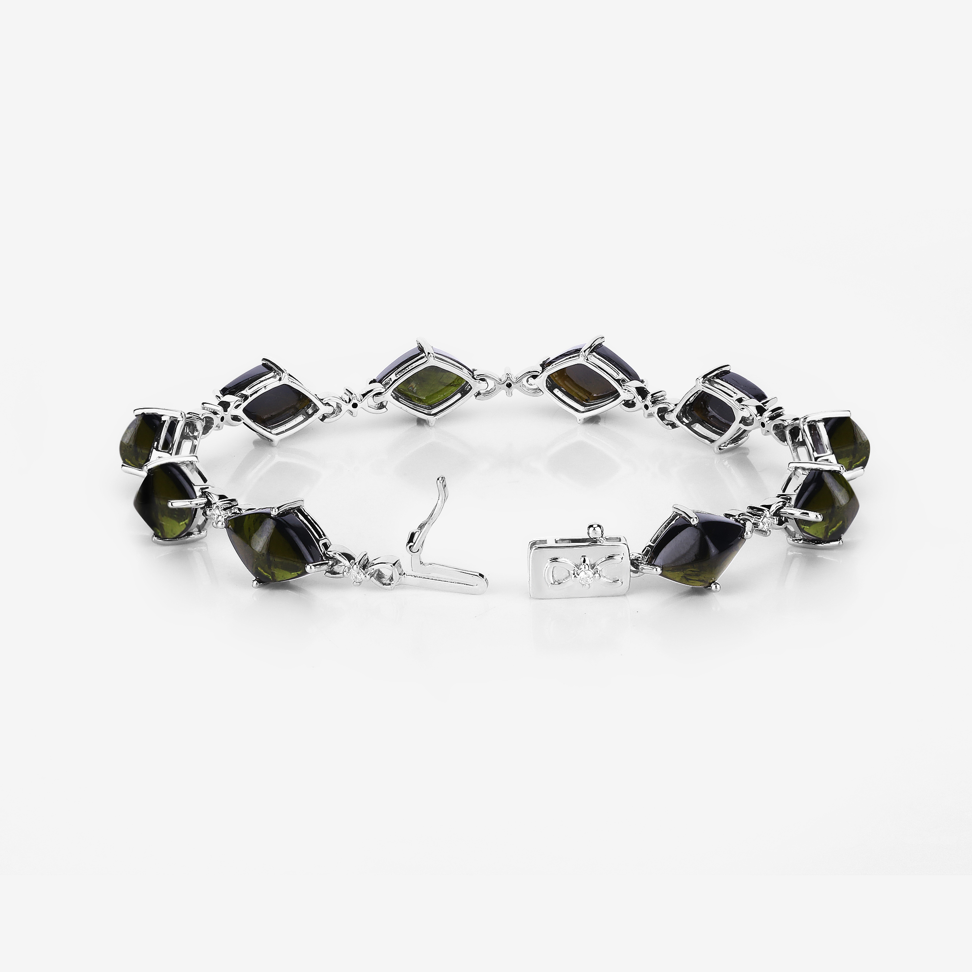 Natural Green Tourmaline and Diamond Bracelet