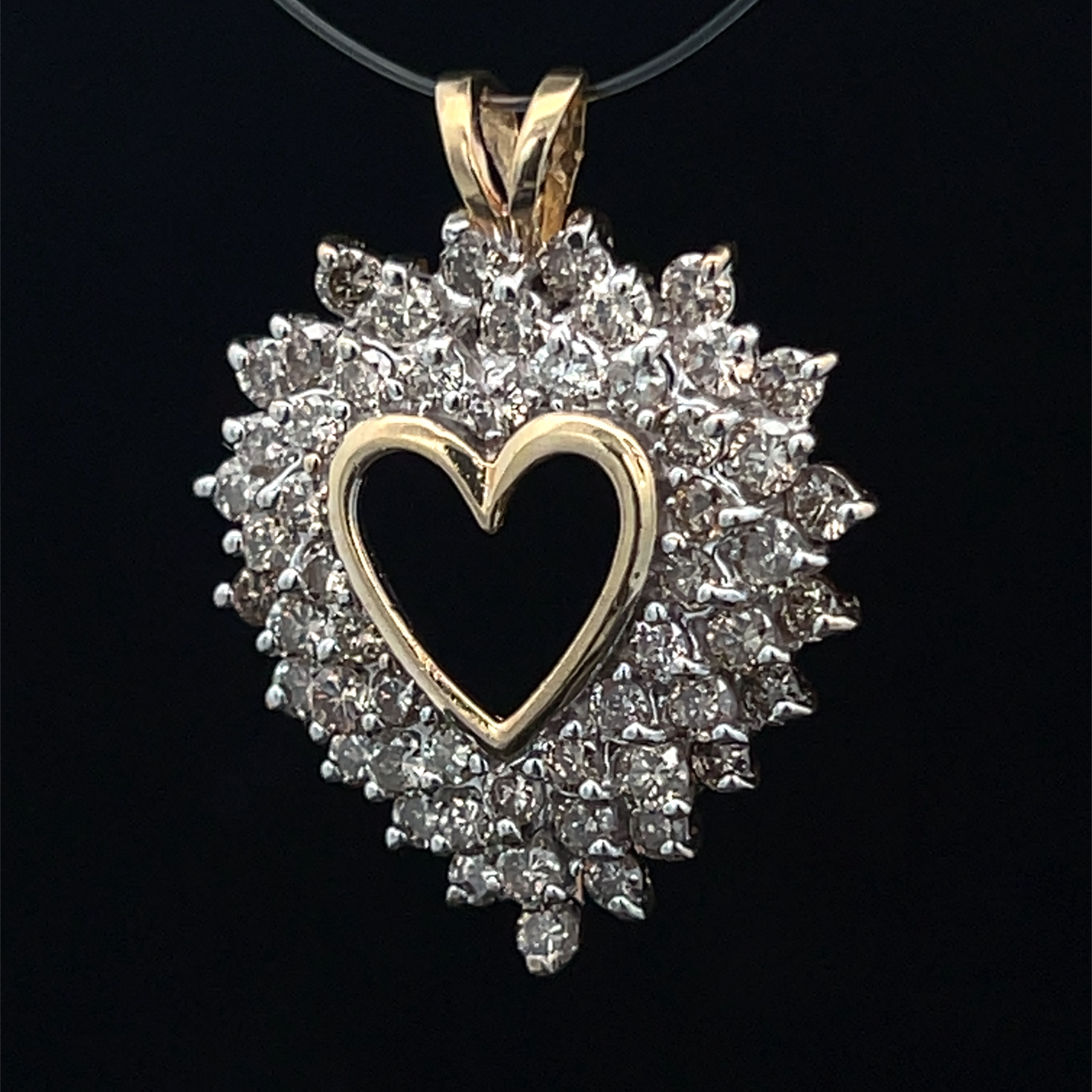 Diamond Triple Halo Heart Pendant