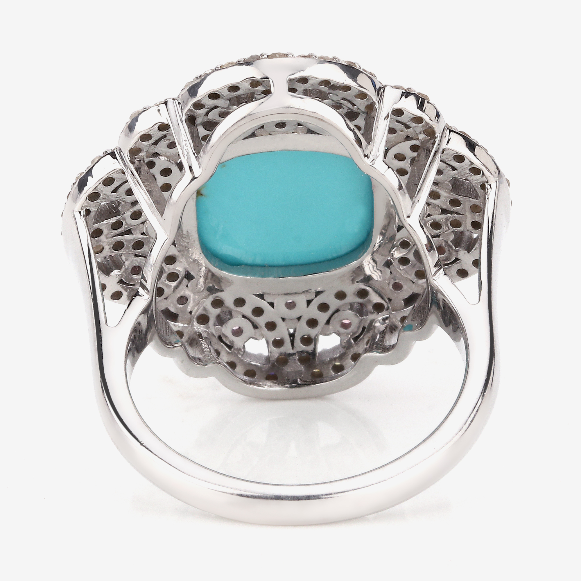 925 Tourmaline, Turquoise and Diamond Ring
