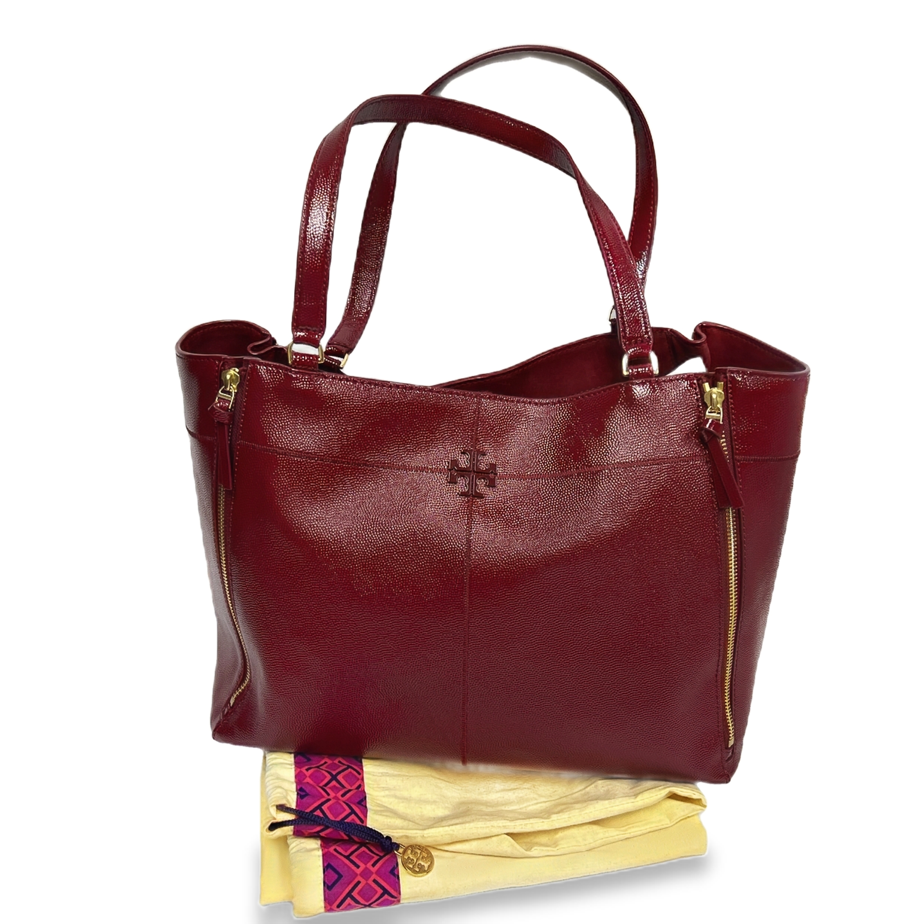 Tory Burch Ivy Red Leather Tote Bag