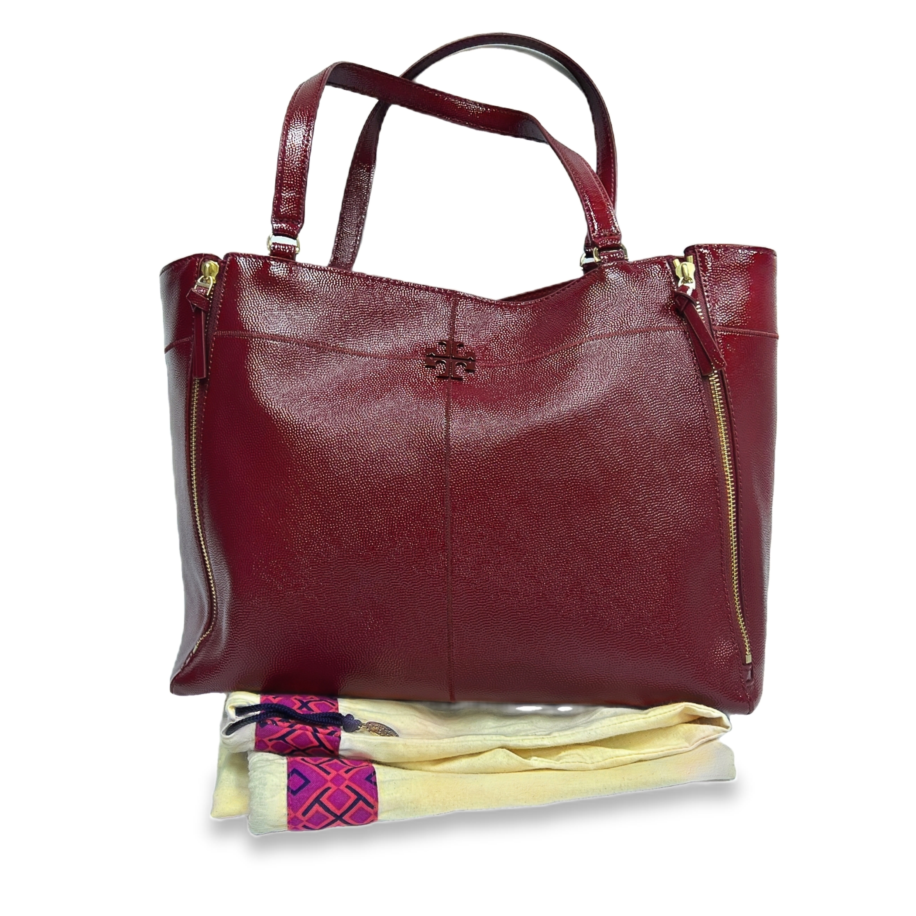 Tory Burch Ivy Red Leather Tote Bag