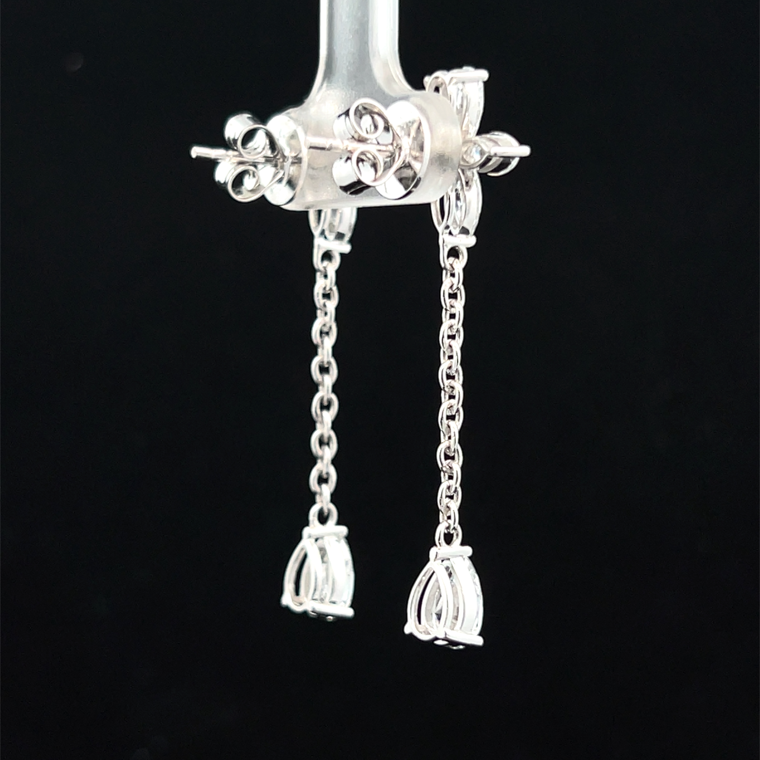 Lab-Grown Diamond Floral Cluster Chain Drop Earrings