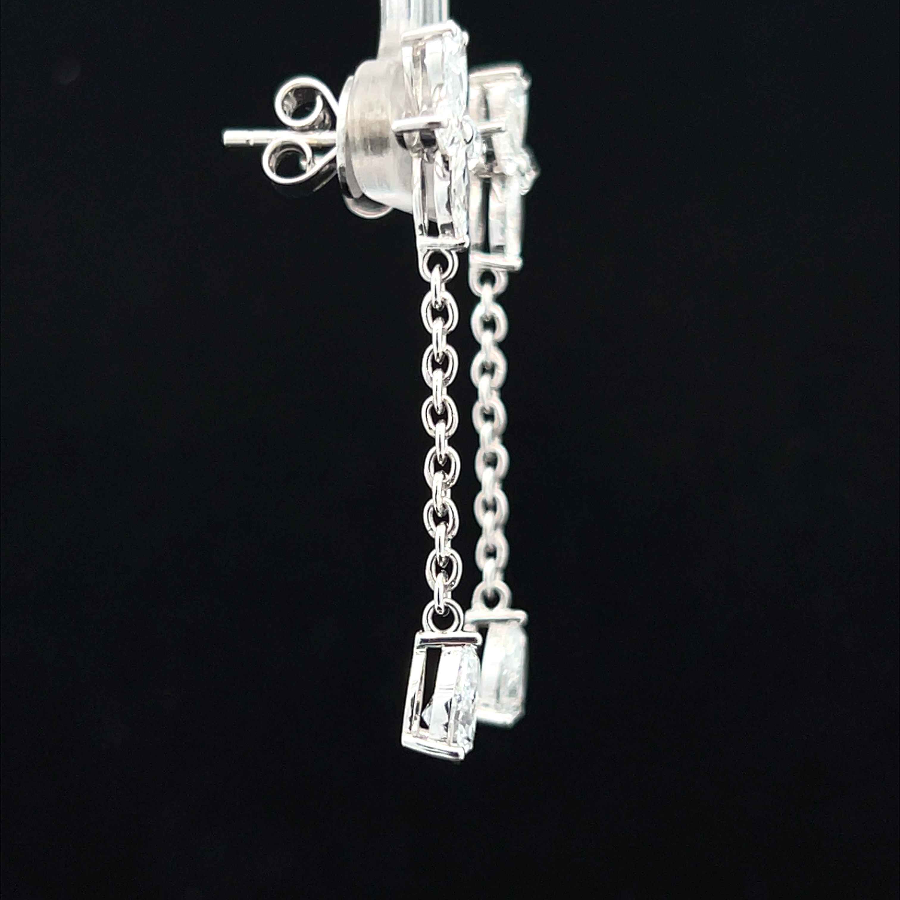 Lab-Grown Diamond Floral Cluster Chain Drop Earrings