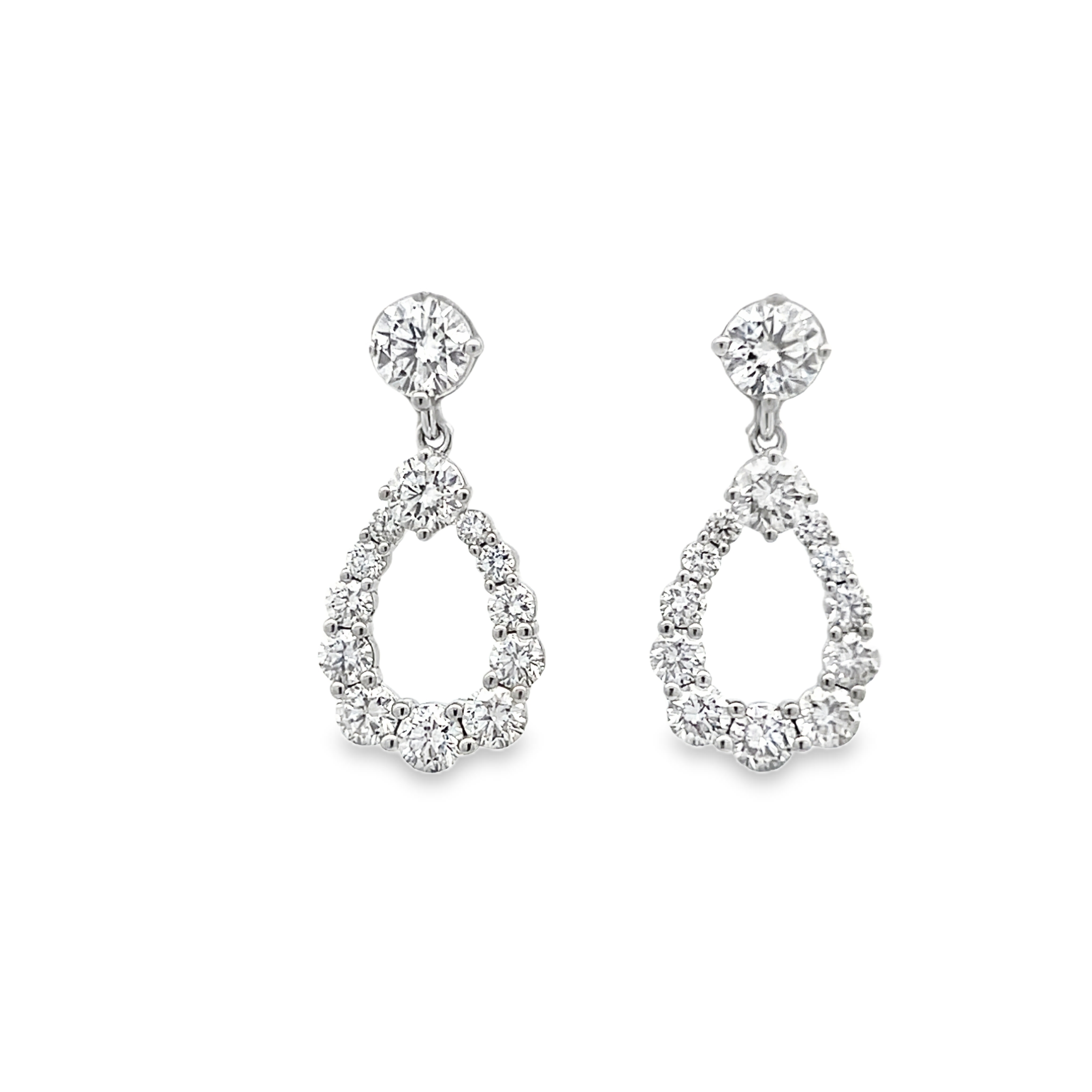 Lab-Grown Diamond Teardrop Open Halo Drop Earrings
