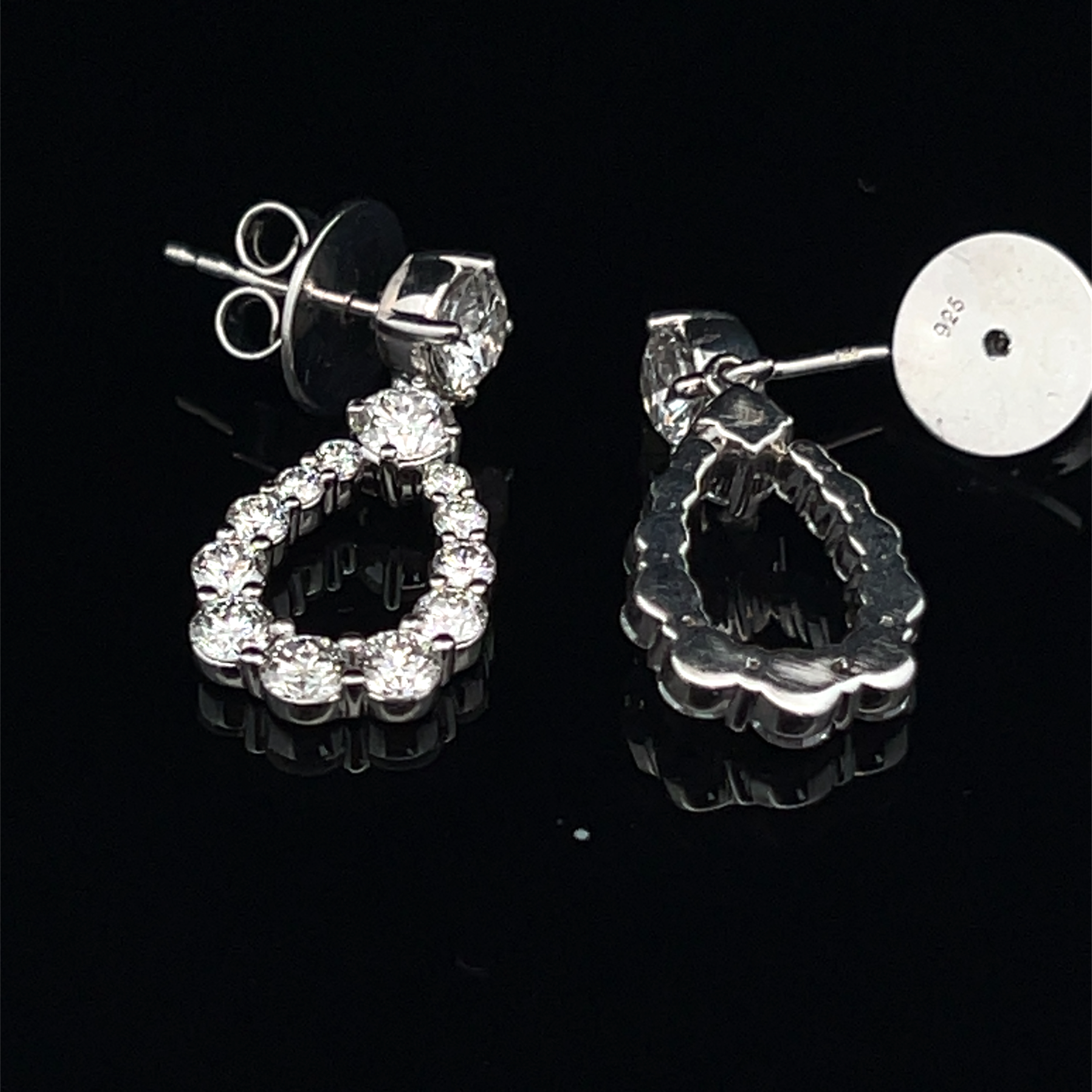 Lab-Grown Diamond Teardrop Open Halo Drop Earrings
