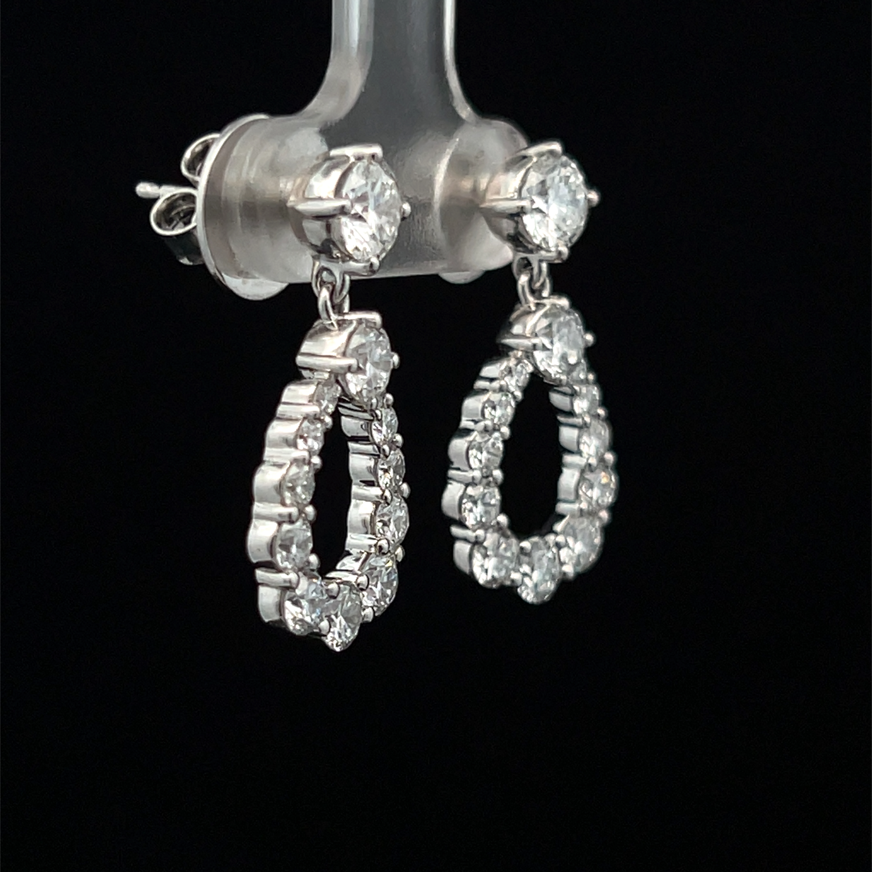 Lab-Grown Diamond Teardrop Open Halo Drop Earrings