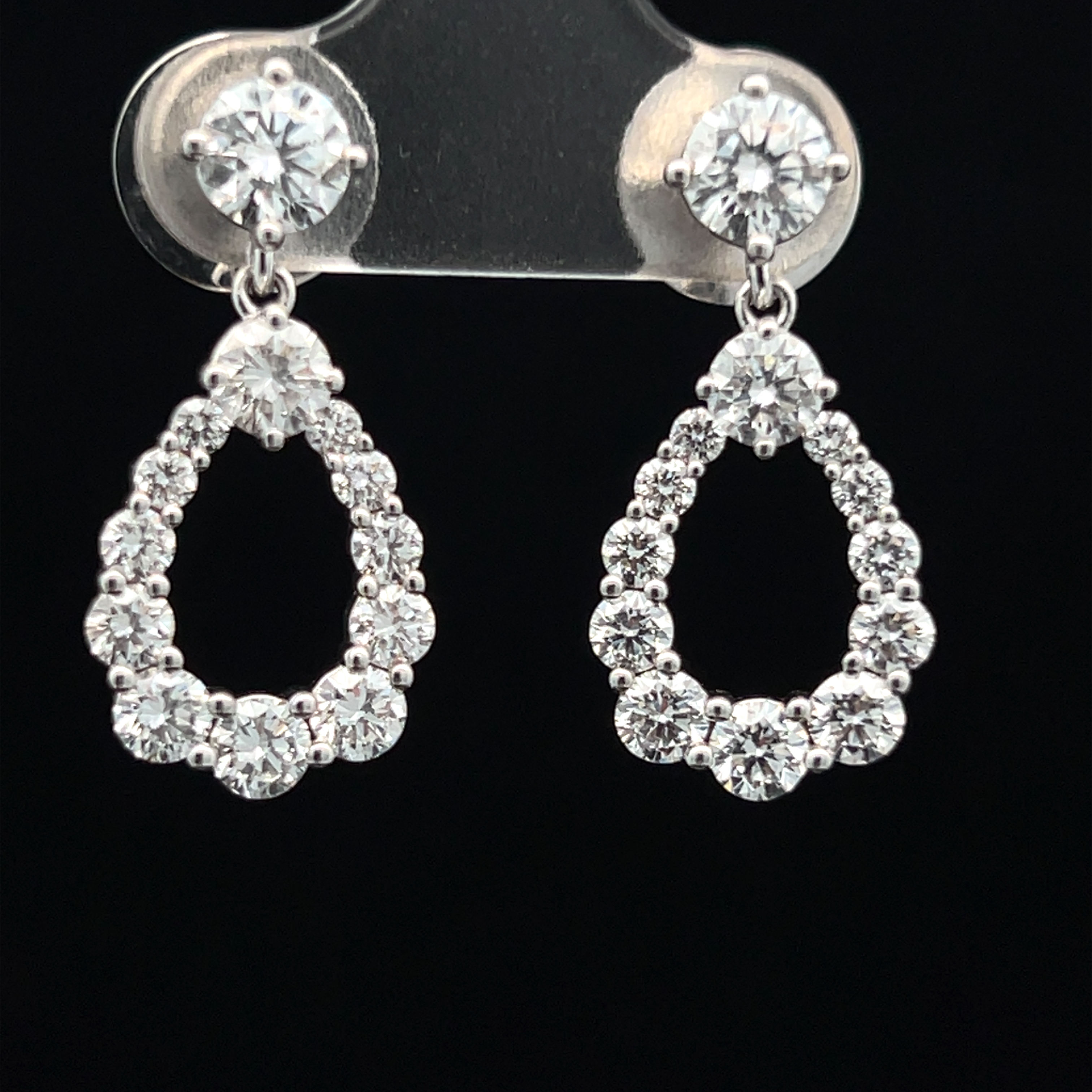 Lab-Grown Diamond Teardrop Open Halo Drop Earrings