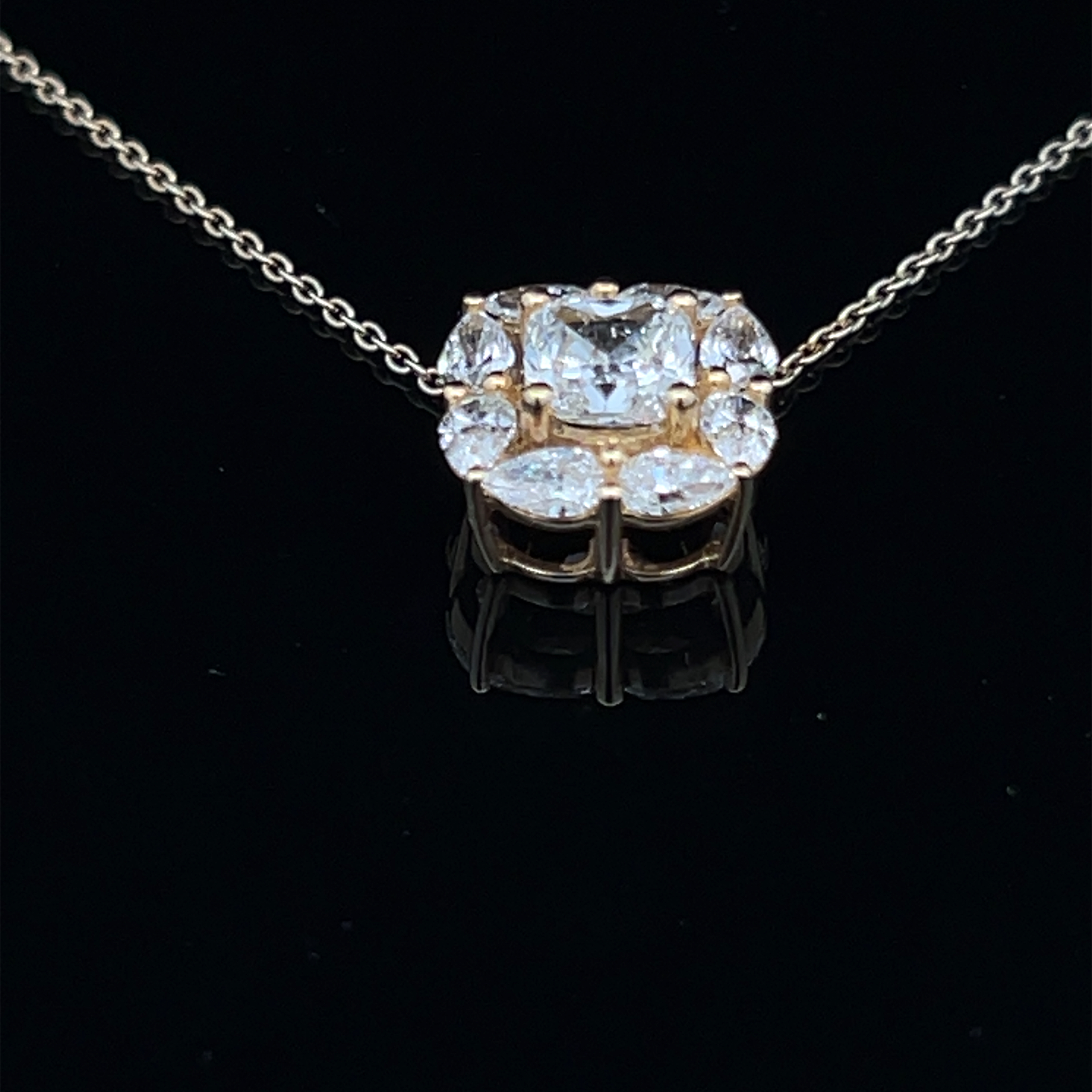 Lab-Grown Diamond Halo Pendant on Chain