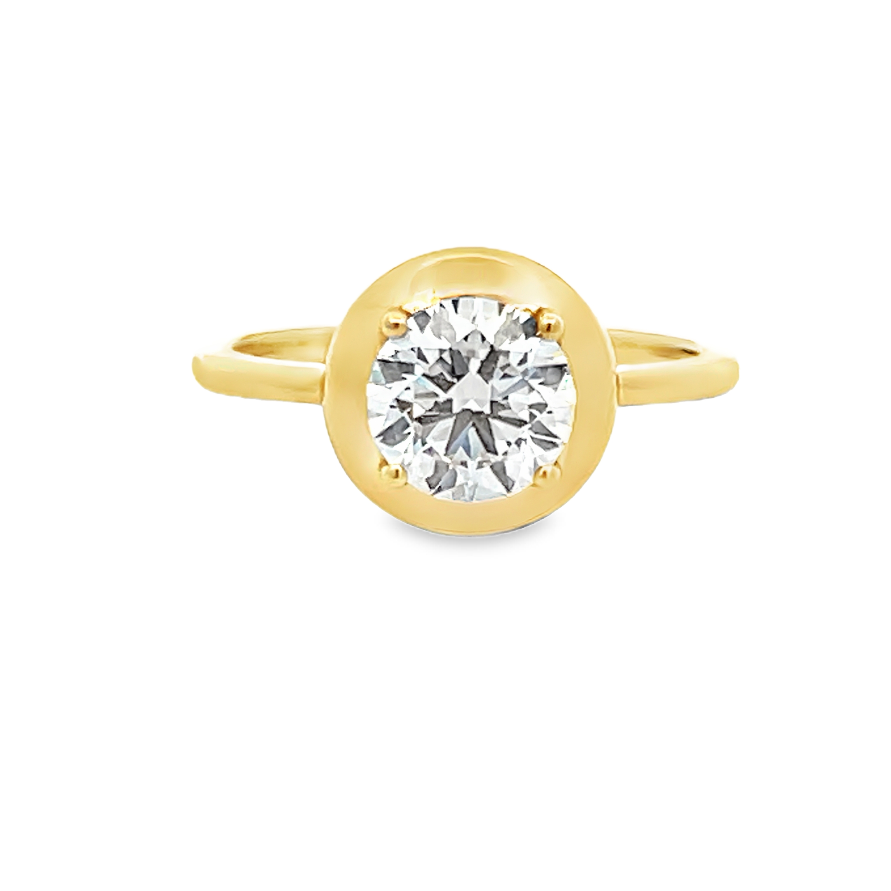 Solitaire Round-Cut Lab Grown Diamond Bezel-Prong Engagement Ring