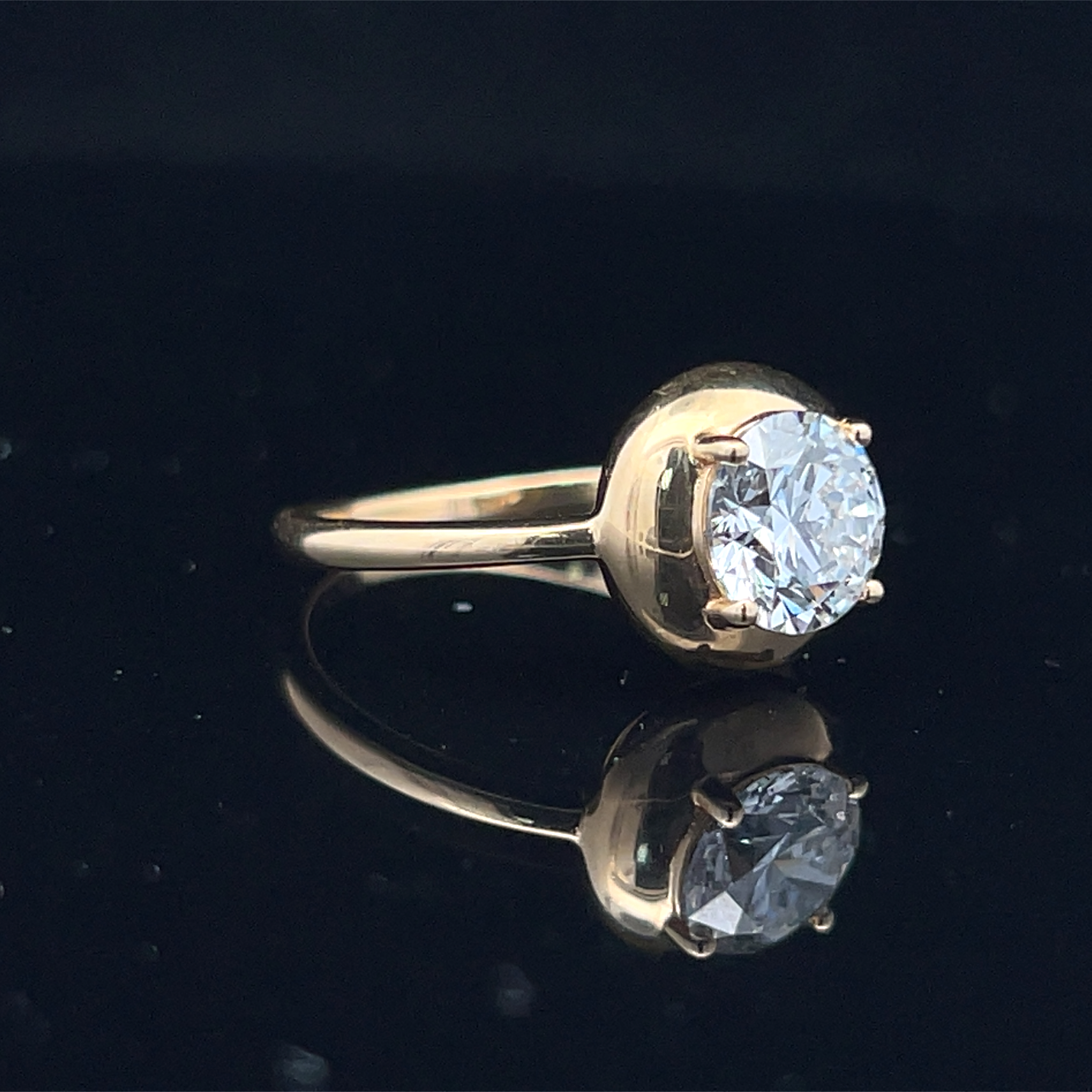 Solitaire Round-Cut Lab Grown Diamond Bezel-Prong Engagement Ring