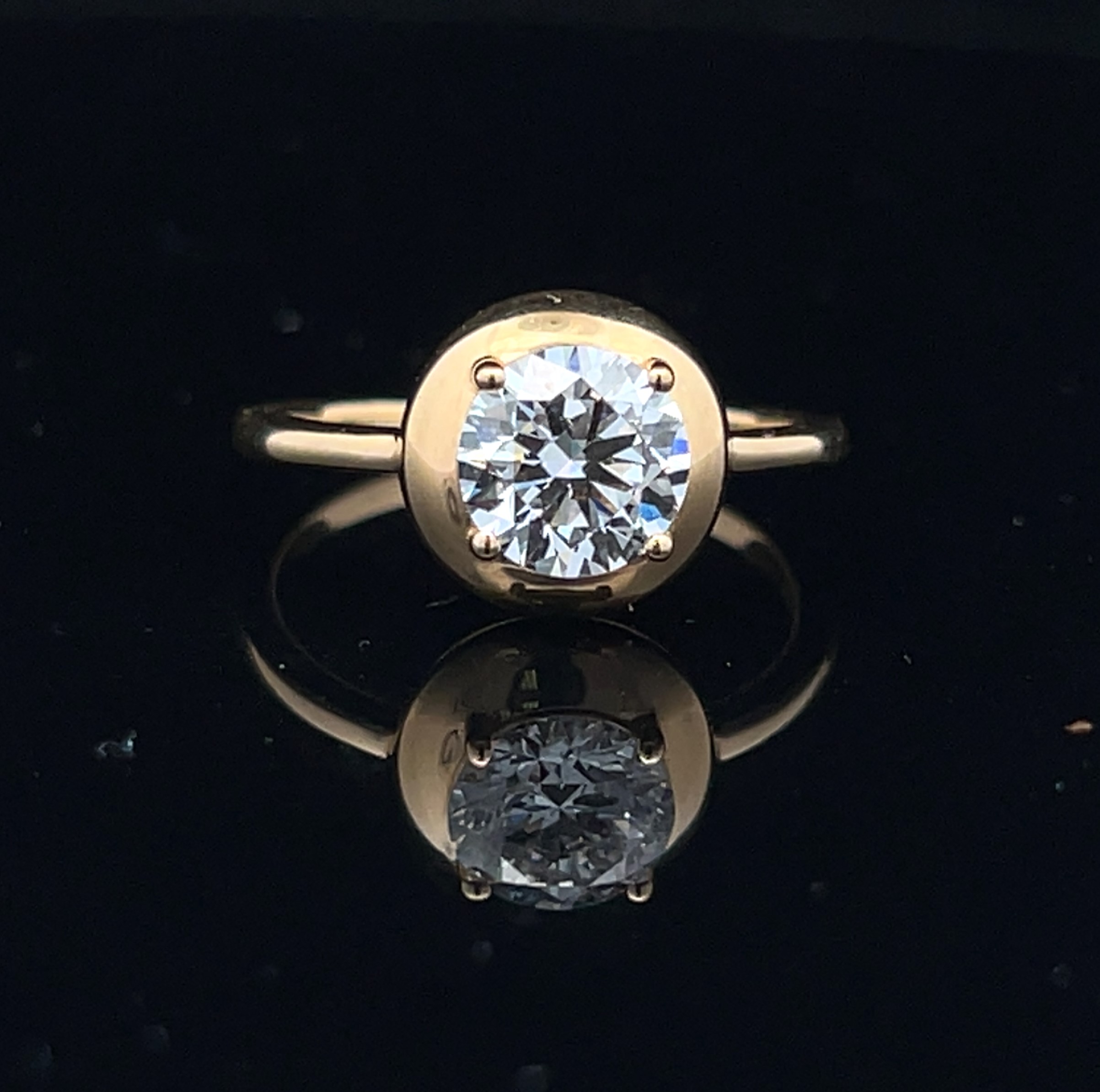 Solitaire Round-Cut Lab Grown Diamond Bezel-Prong Engagement Ring