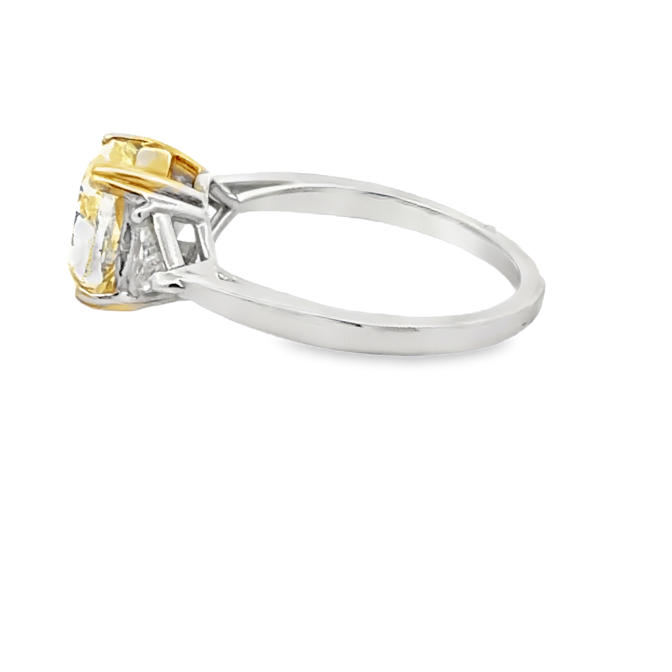 GIA Fancy Yellow Cushion-Cut & Trillion Diamond Three-Stone Ring