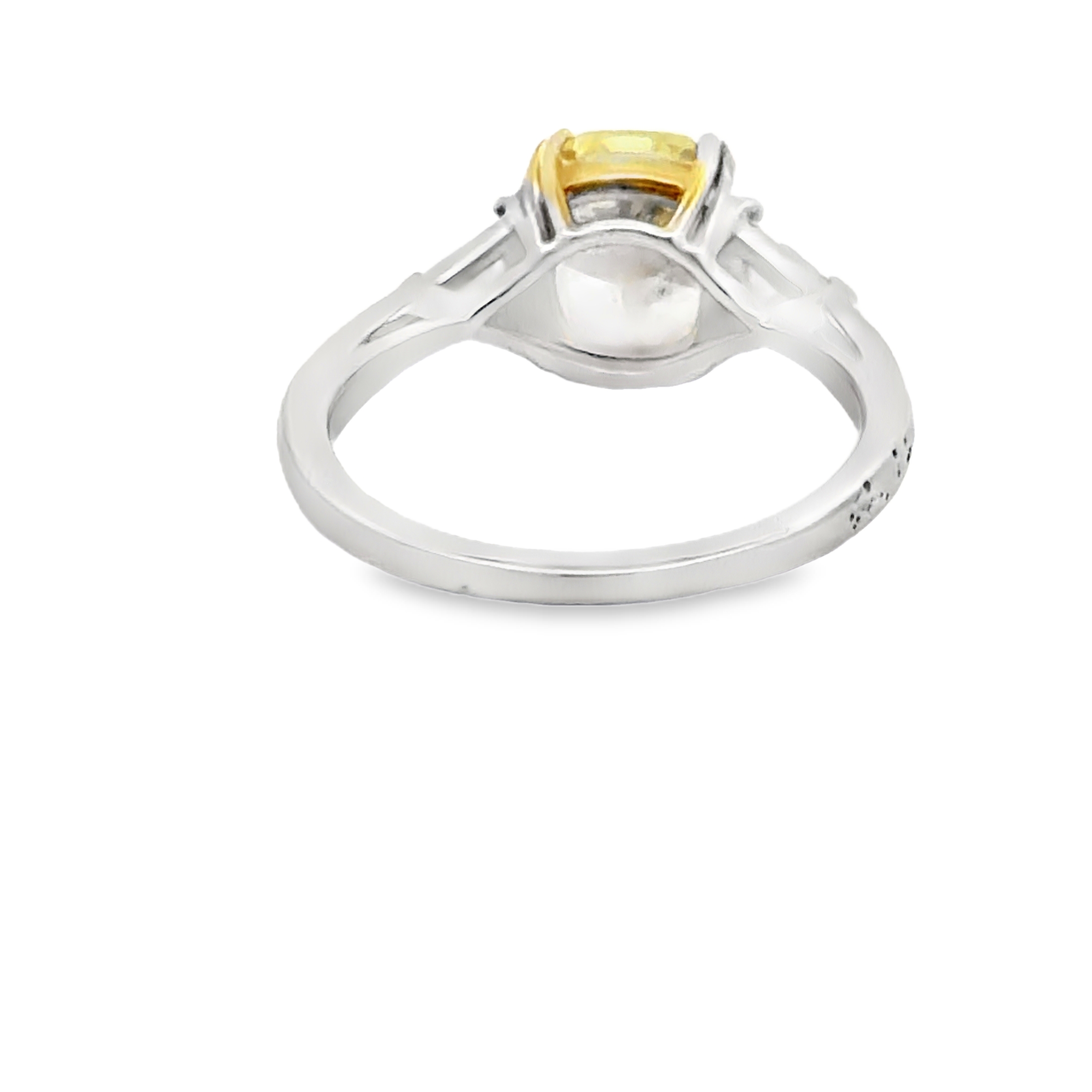 GIA Fancy Yellow Cushion-Cut & Trillion Diamond Three-Stone Ring