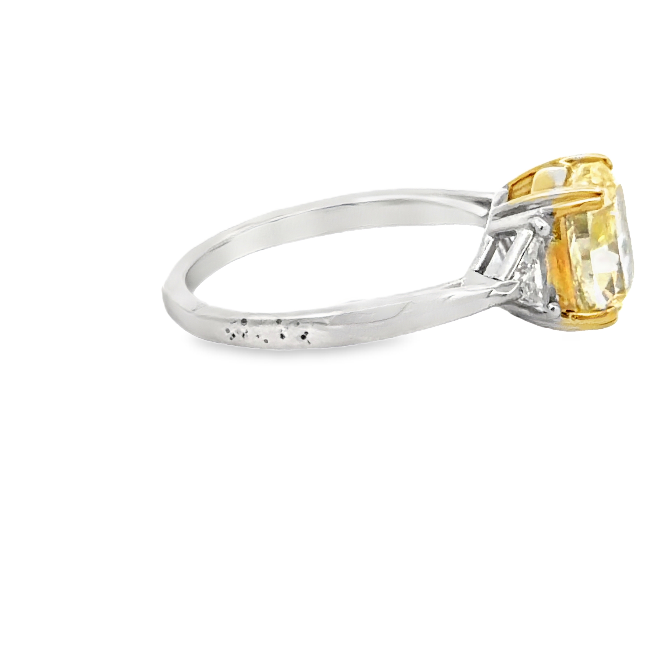 GIA Fancy Yellow Cushion-Cut & Trillion Diamond Three-Stone Ring