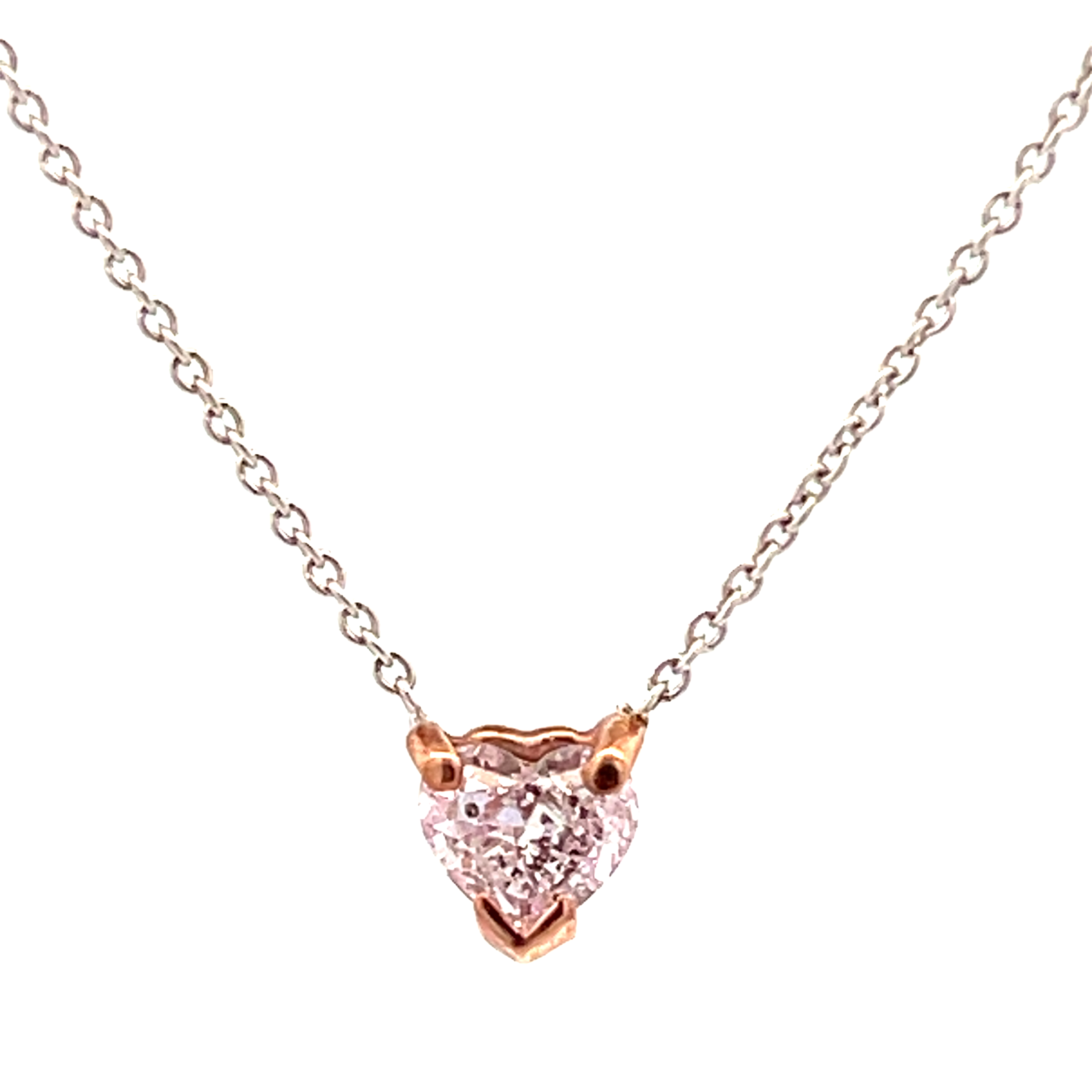 Heart-Cut Pink Diamond Solitaire Pendant Necklace